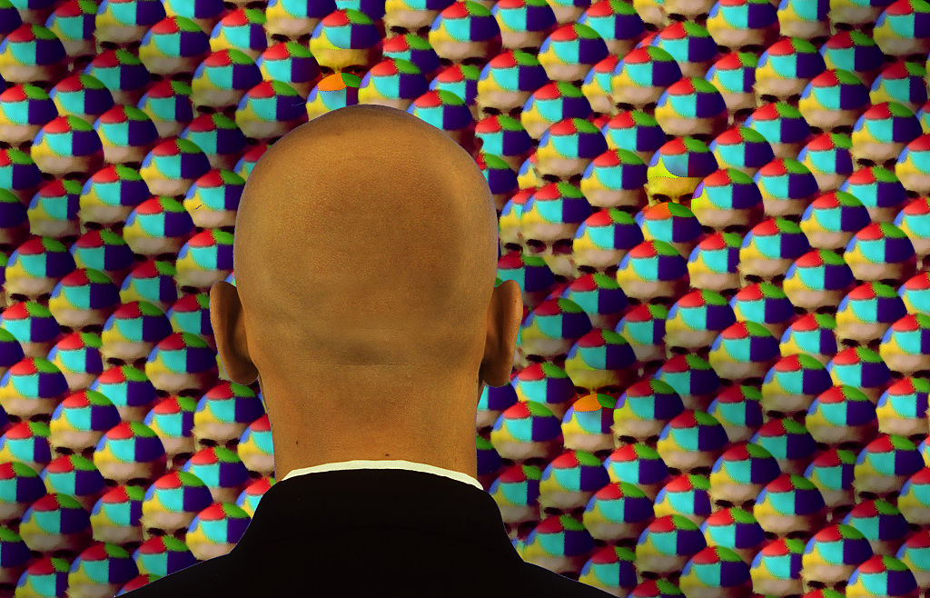 The back of a bald man’s head