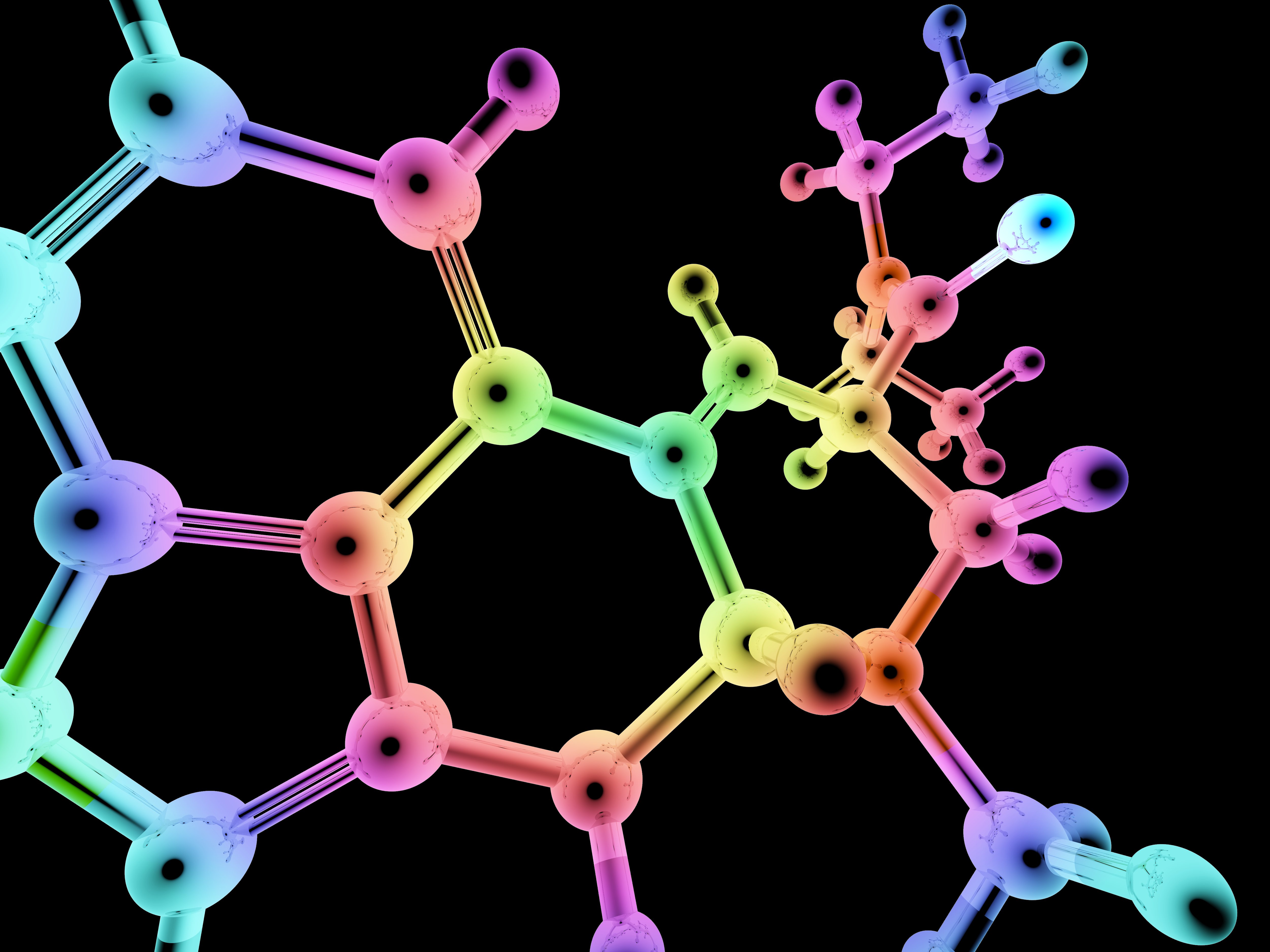 Computer artwork of a molecule of Lysergic acid diethylamide (LSD).