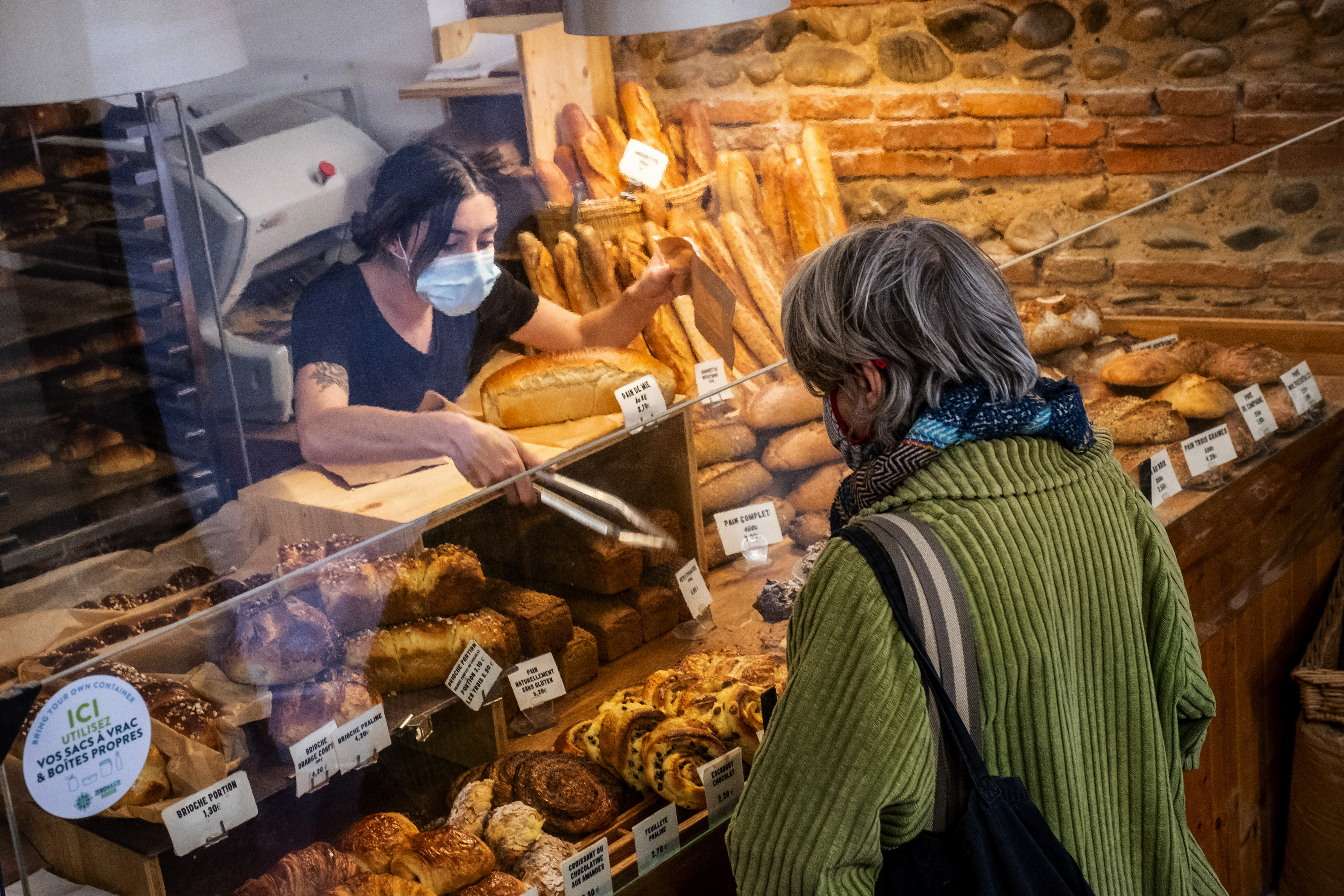 A worker in a bakery.