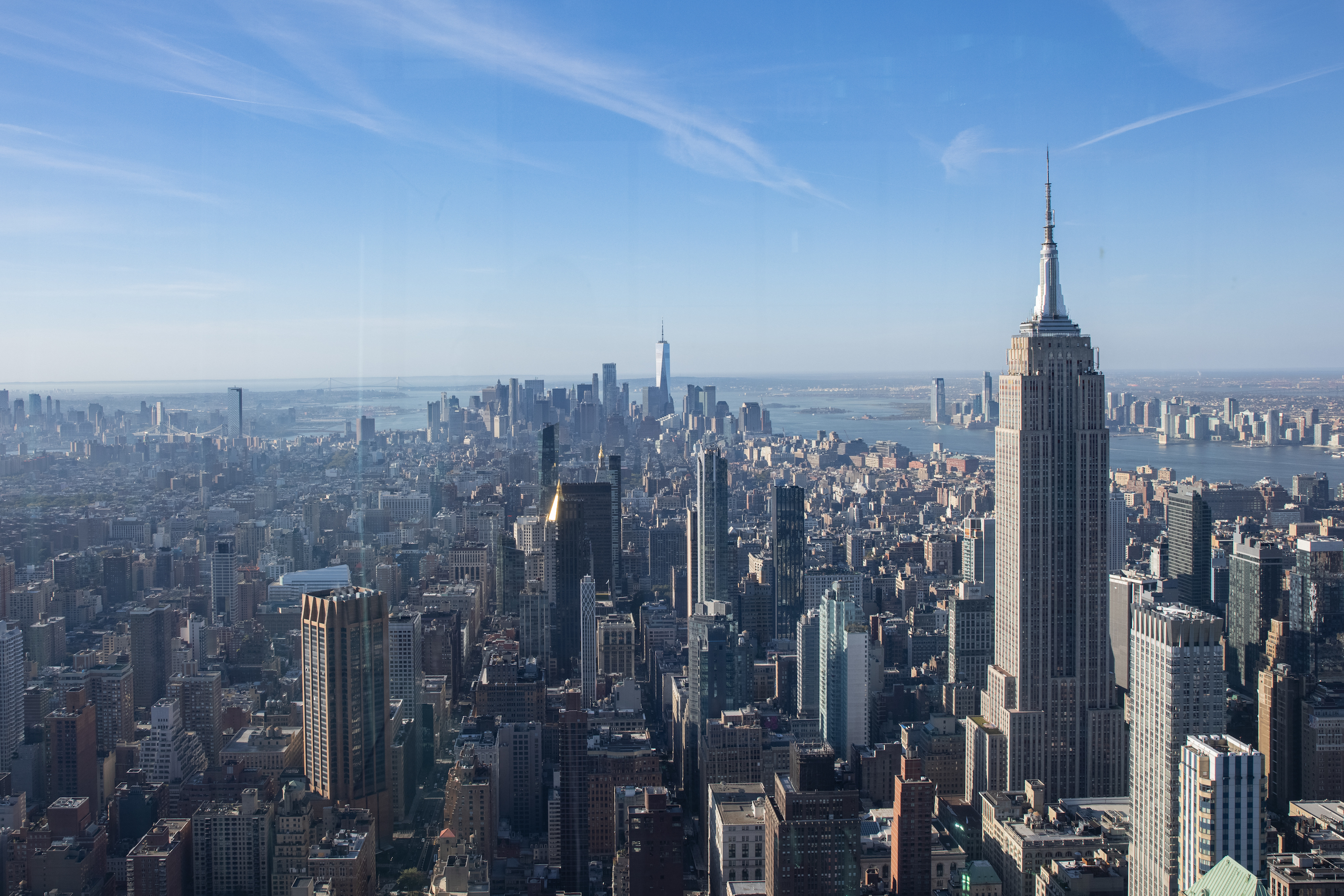 The New York City skyline seen from the Summit One Vanderbilt observation deck during the grand opening in New York, U.S., on Thursday, Oct. 21, 2021. The New York City skyline seen from the Summit One Vanderbilt observation deck during the grand opening in New York, U.S., on Thursday, Oct. 21, 2021. 