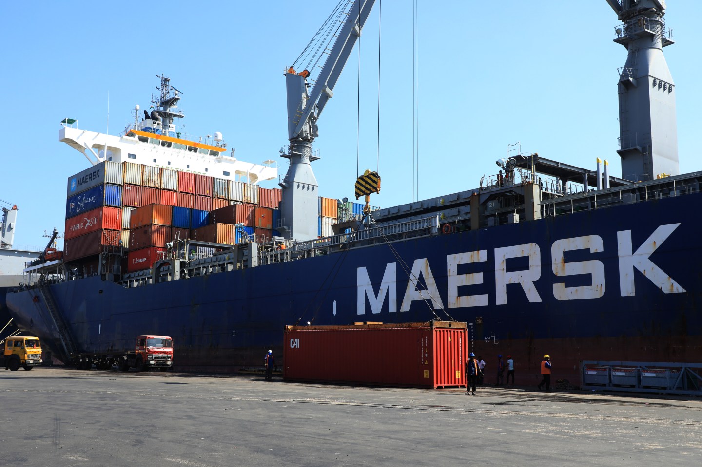 Maersk container ship at Chittagong Port.