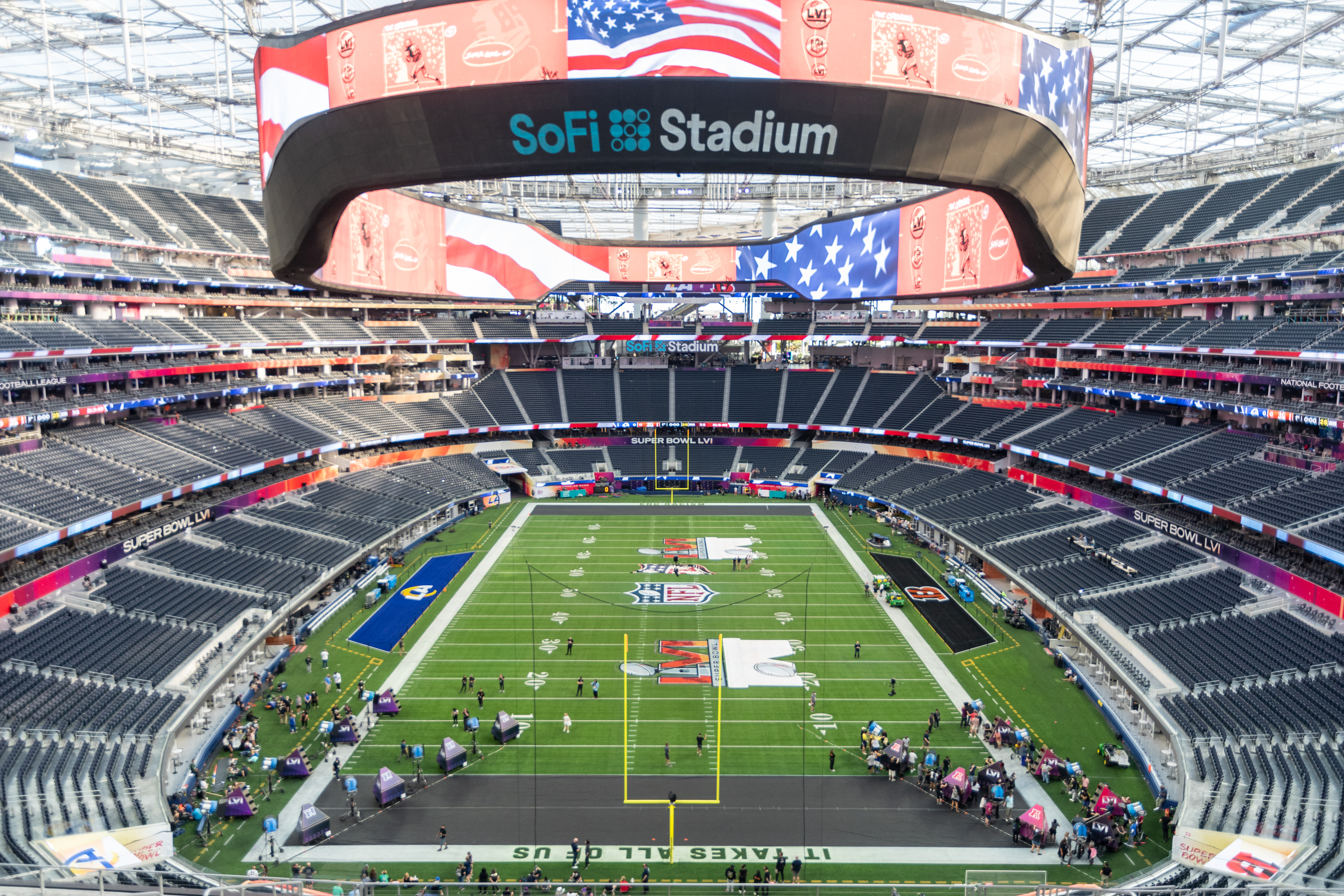 Inside SoFi Stadium in Inglewood, Calif., site of Super Bowl LVI.