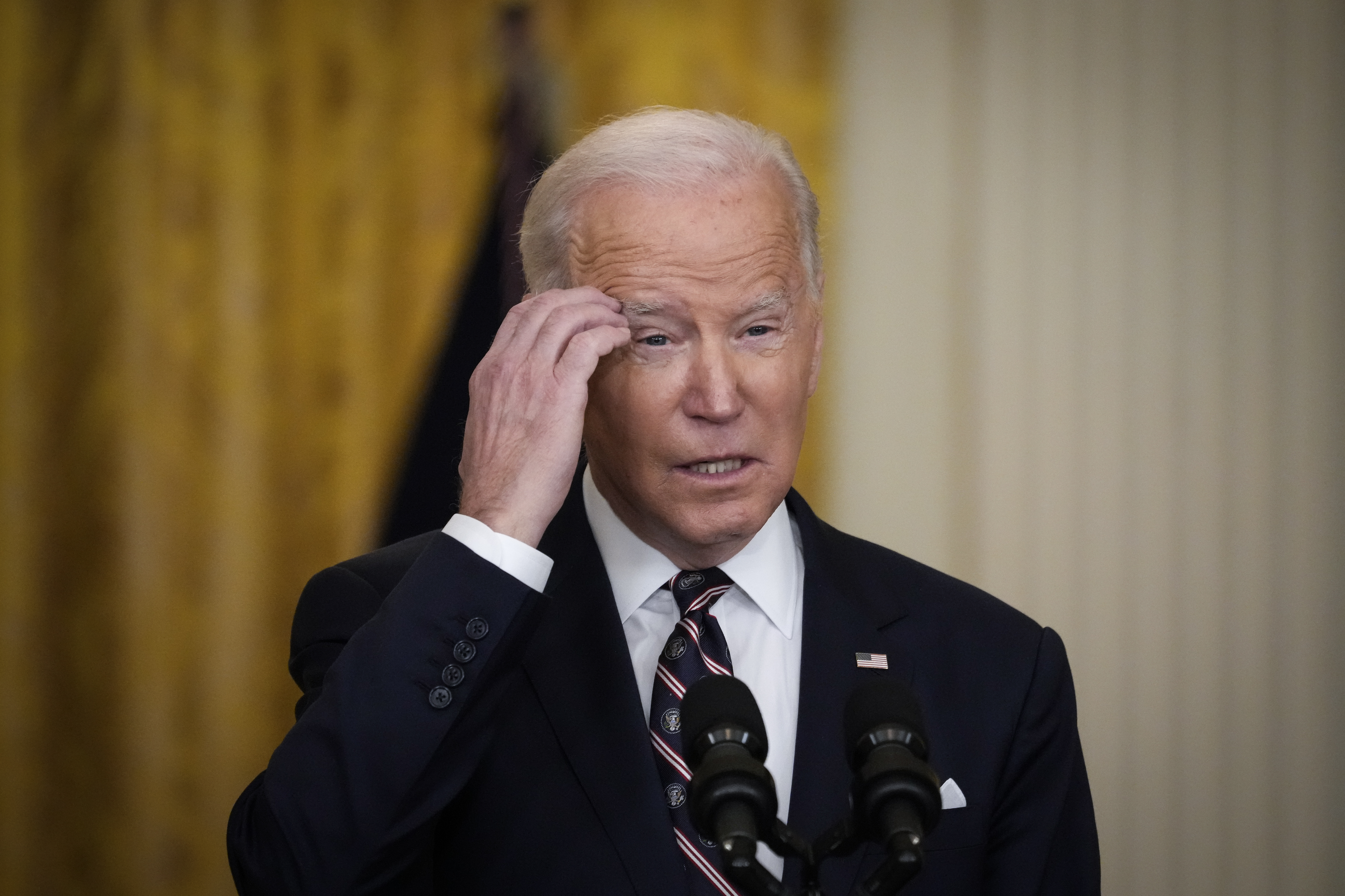 U.S. President Joe Biden delivers remarks on developments in Ukraine and Russia, and announces sanctions against Russia, from the East Room of the White House on Feb. 22, 2022 in Washington, DC.