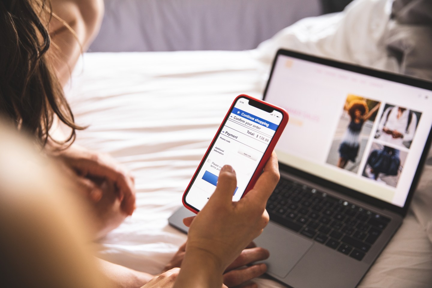 Women making purchases on a phone