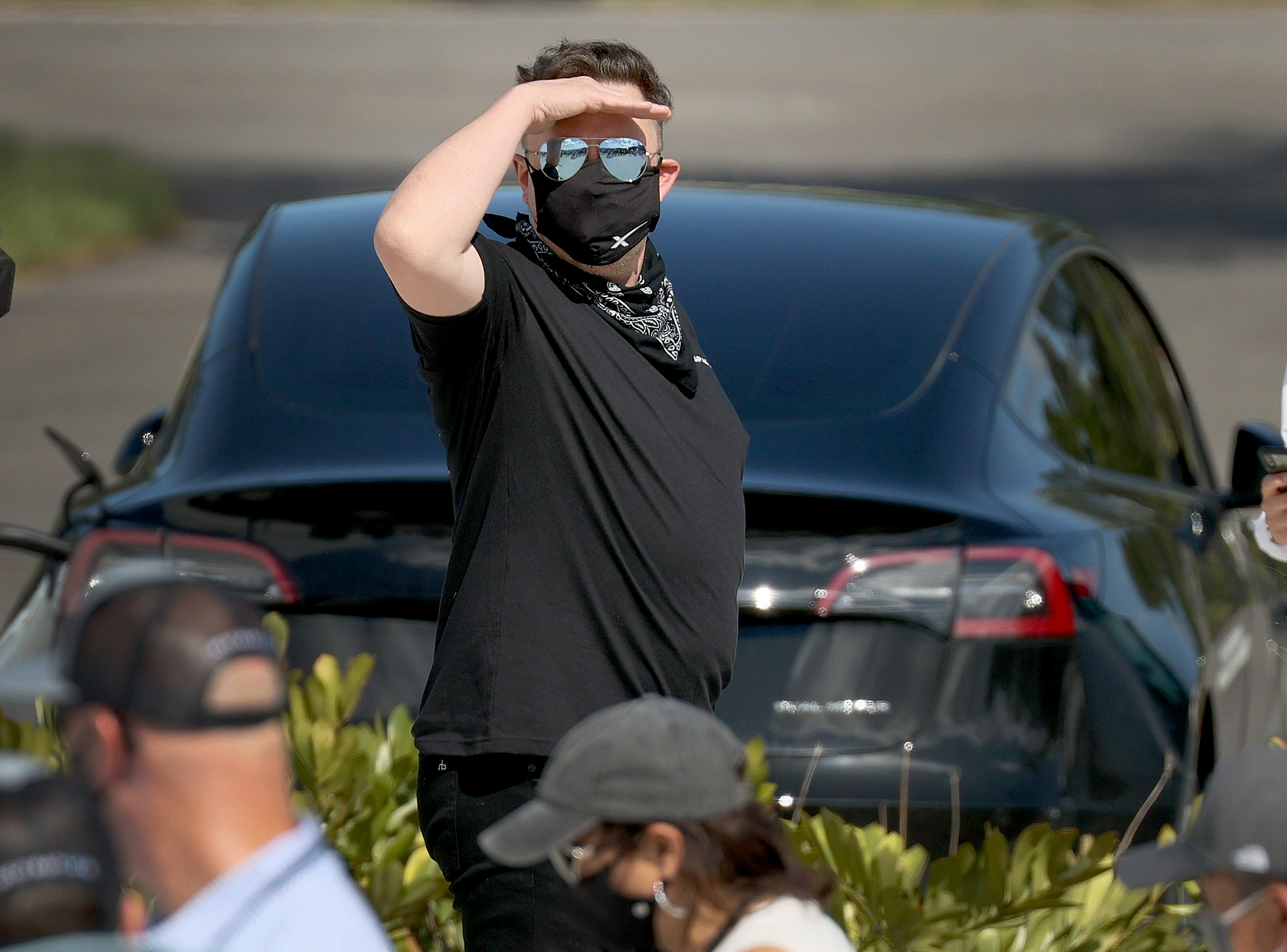 Elon Musk arrives to watch as Inspiration4 crew members Jared Isaacman, Chris Sembroski, Hayley Arceneaux, and Sian Proctor prepare to leave for their flight on the SpaceX Falcon 9 rocket and Crew Dragon at launch Pad 39A at NASA’s Kennedy Space Center on Sept. 15, 2021 in Cape Canaveral, Fla. 