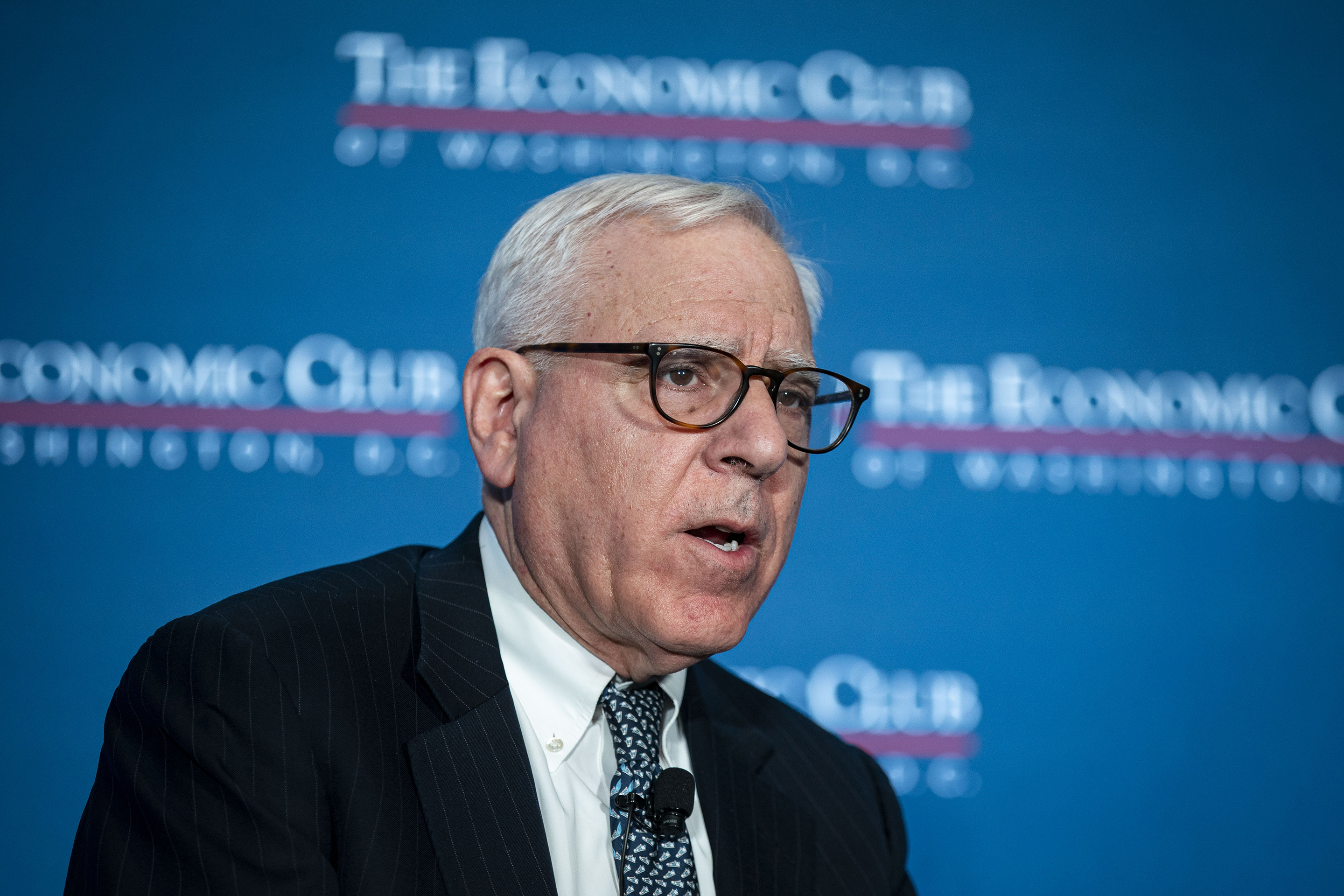 David Rubenstein, co-founder of the Carlyle Group Inc. at an Economic Club of Washington event in Washington, D.C. on Dec. 9, 2021