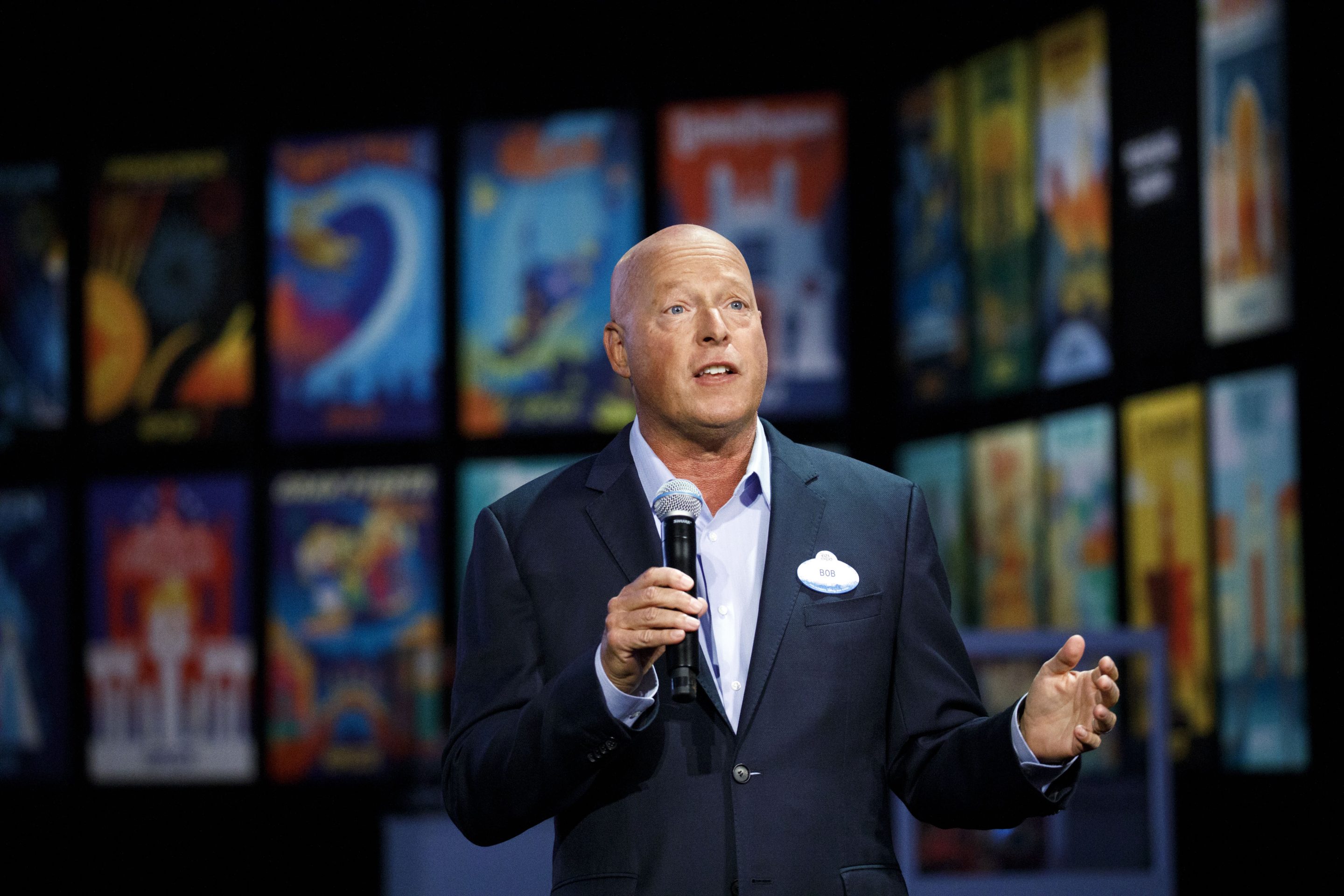 Bob Chapek talks on the mic