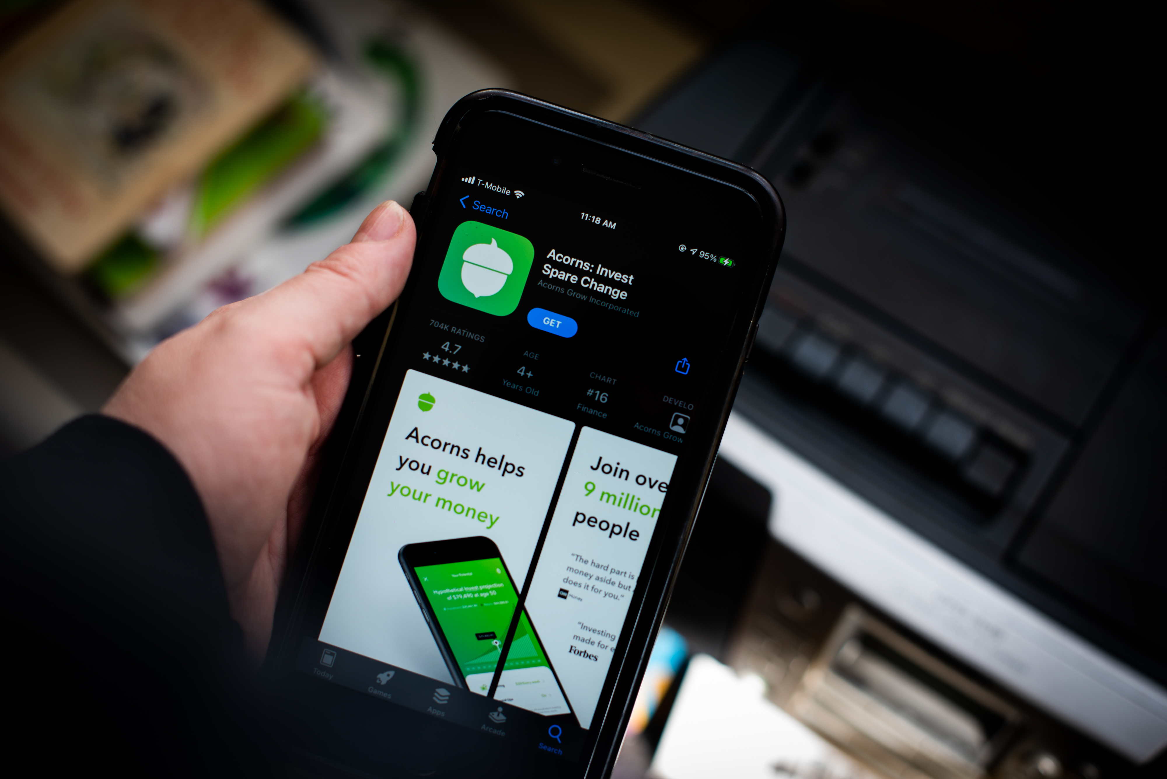 The Acorns app on a mobile phone.