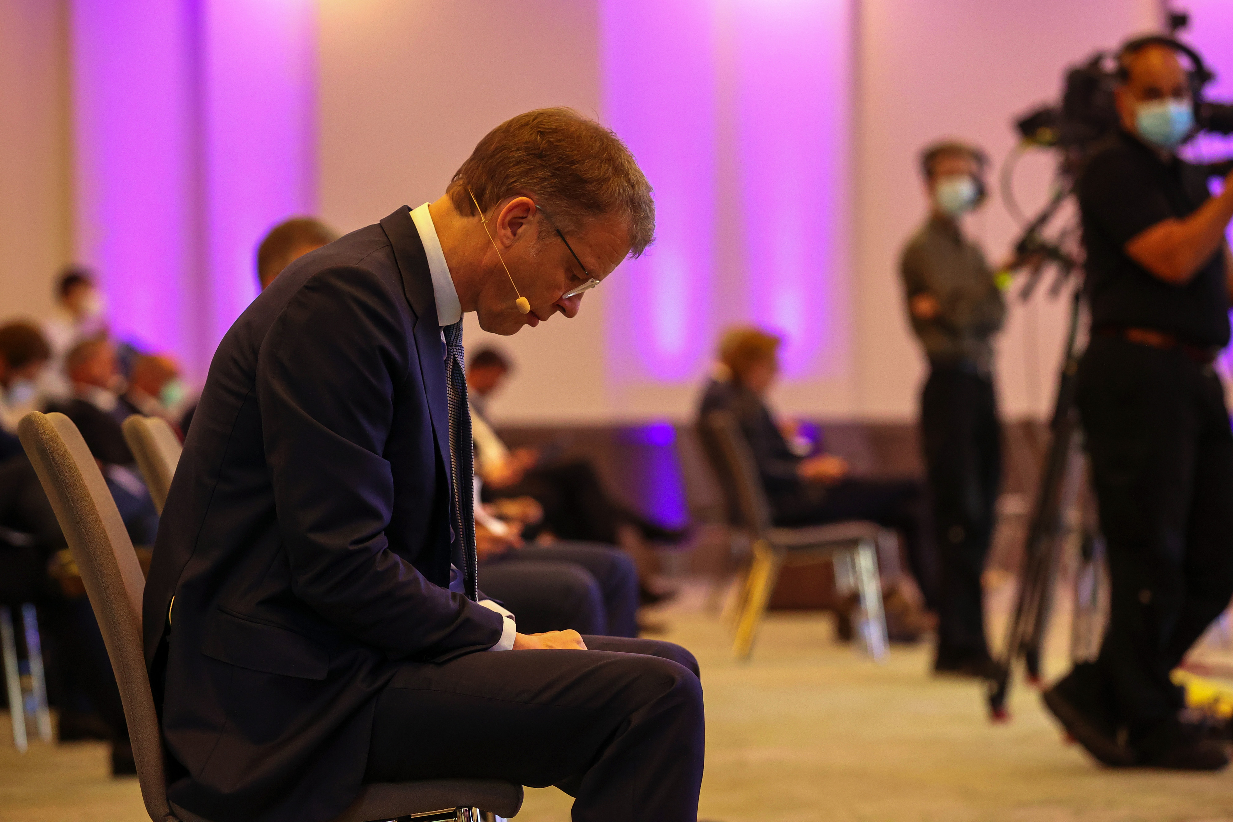 Christian Sewing, chief executive officer of Deutsche Bank AG, in the audience at the Euro Finance summit in Frankfurt, Germany, on Monday, June 28, 2021.