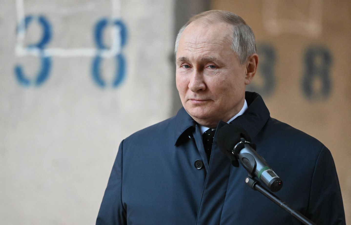 Russian President Vladimir Putin visits the National Space Centre construction site in Moscow on February 27, 2022.
