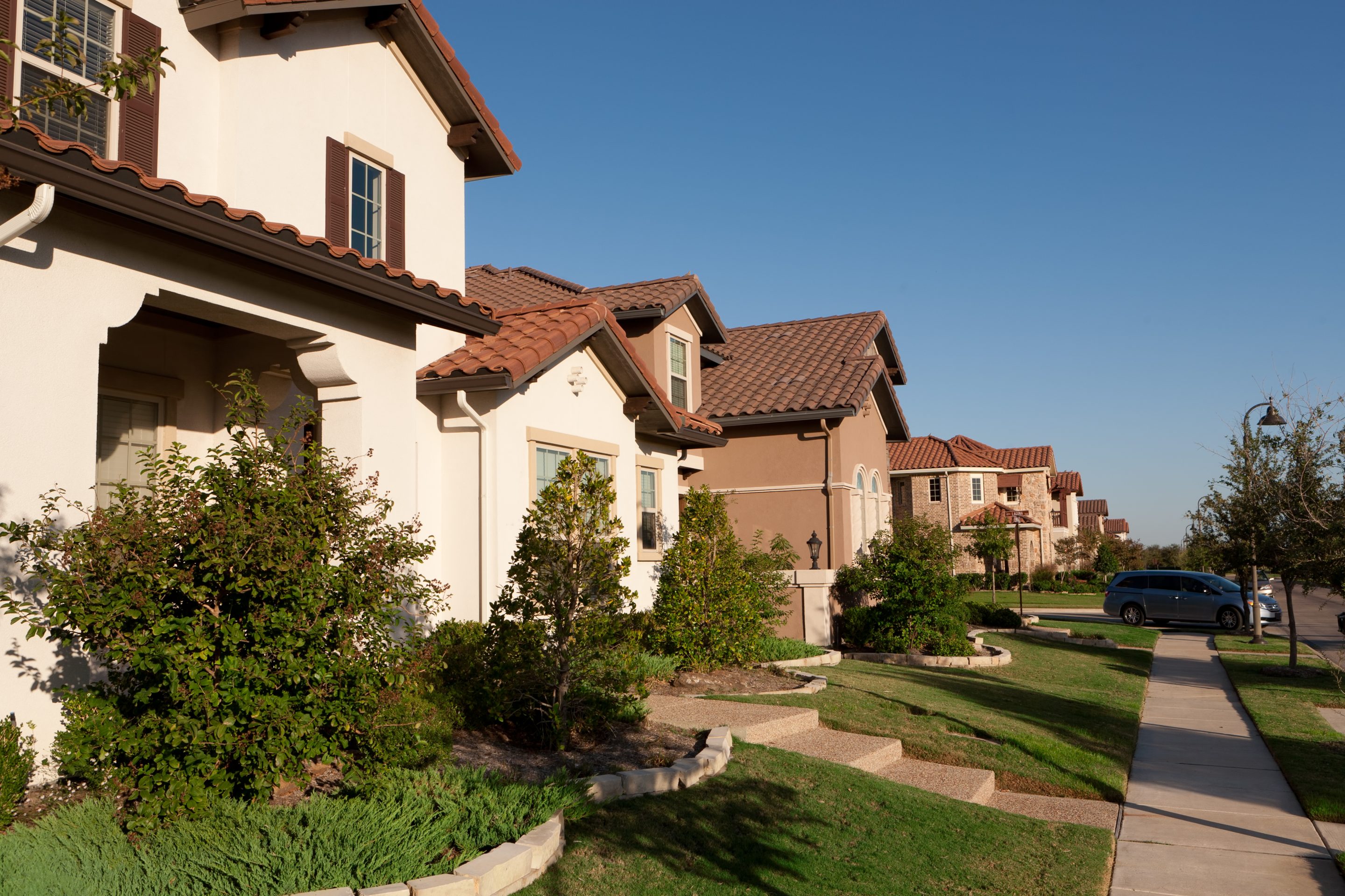 Houses in an affluent neighborhood in Las Colinas, a suburb of Dallas.