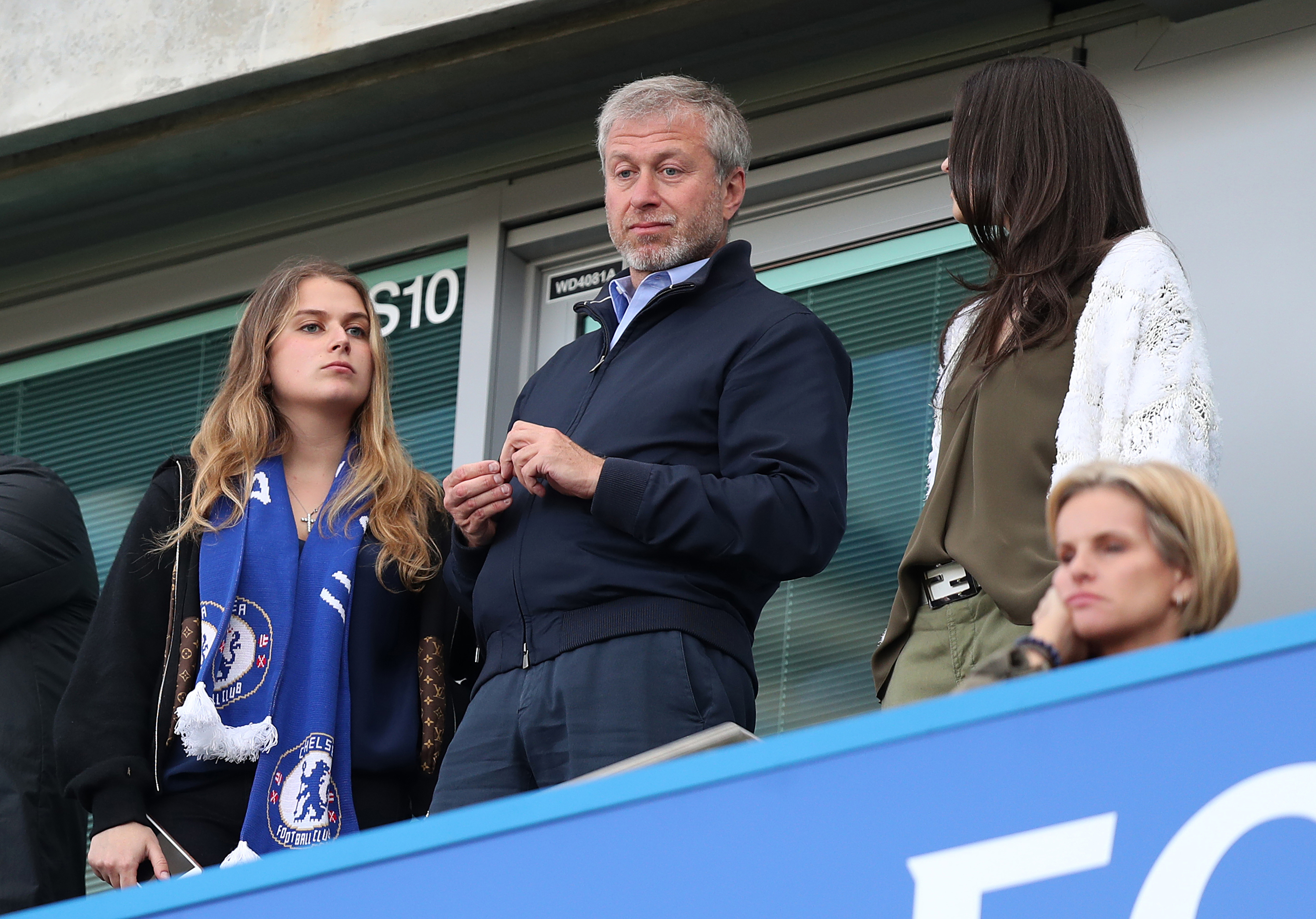 Chelsea owner Roman Abramovich with his daughter Sofia Abramovich (left) in the stands.