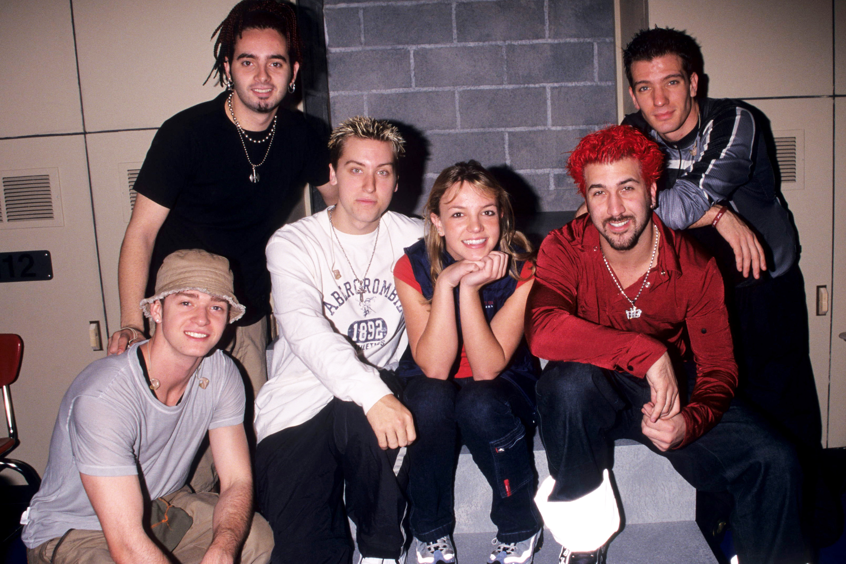 Britney Spears and NSYNC at the 1999 MTV Video Music Awards rehearsal.