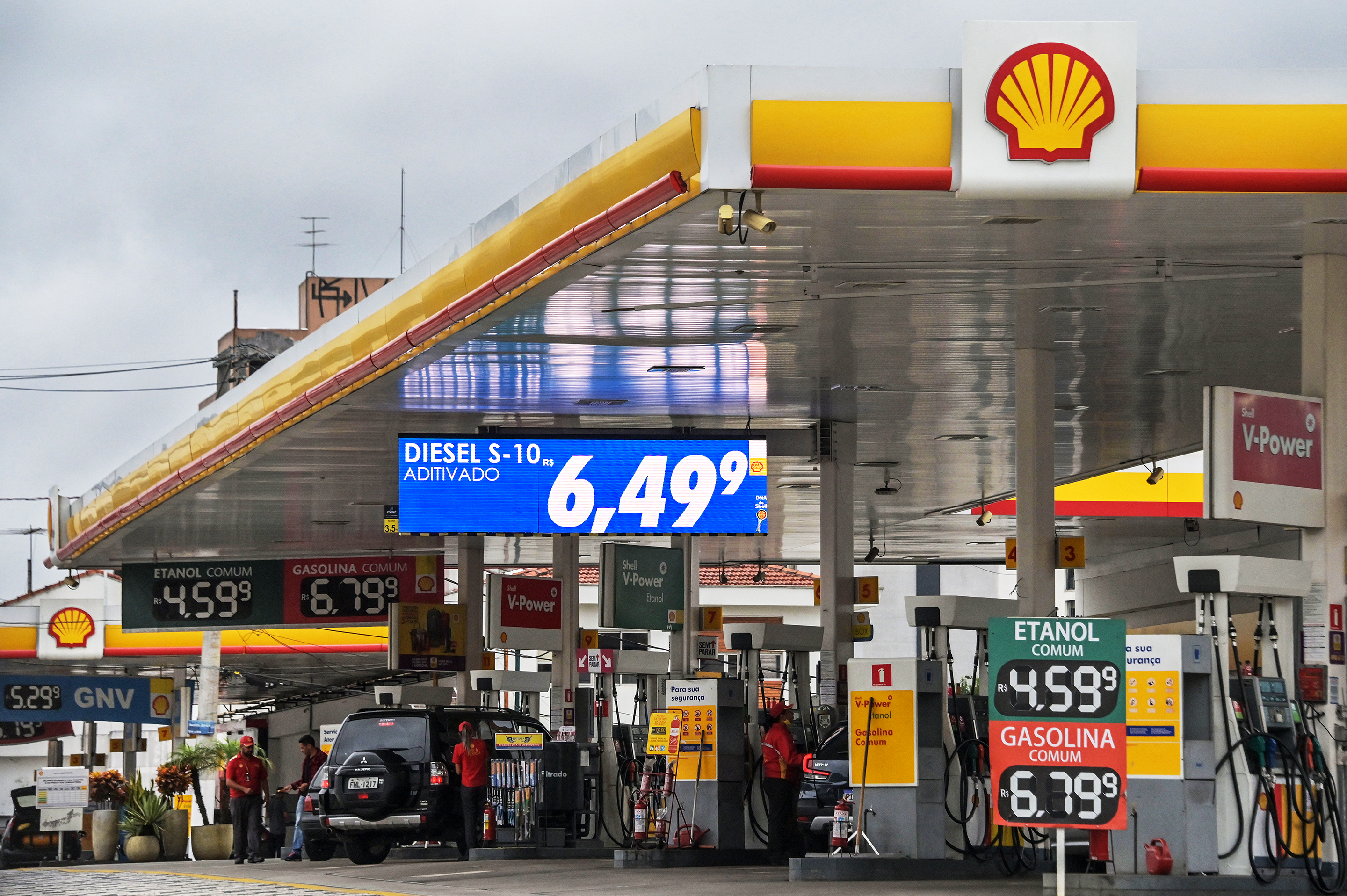 View of a gas station in Sao Paulo, Brazil, on March 20, 2022.