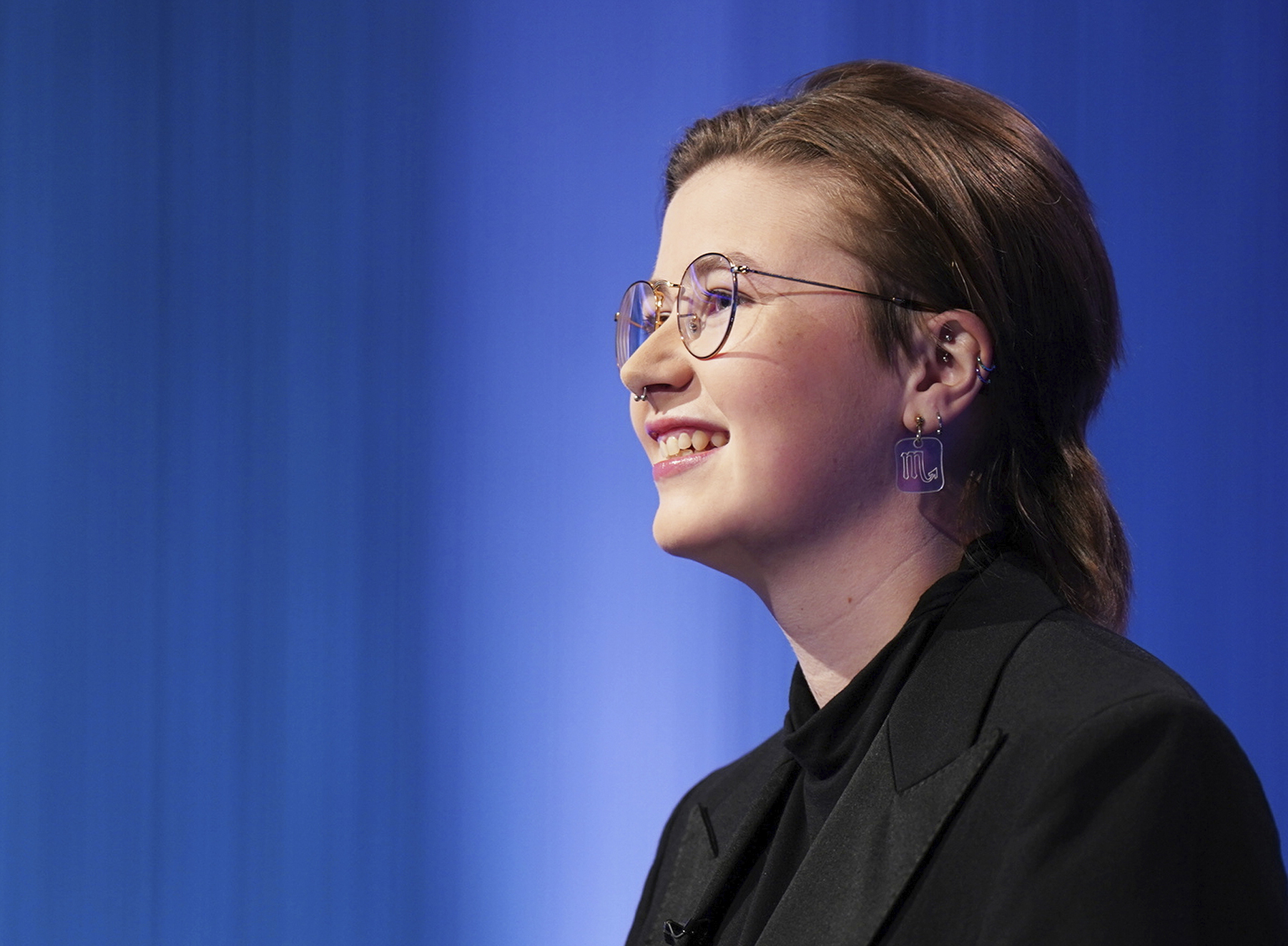 This image released by Sony Pictures Television shows Mattea Roach, a 23-year-old Canadian contestant on the game show "Jeopardy!"