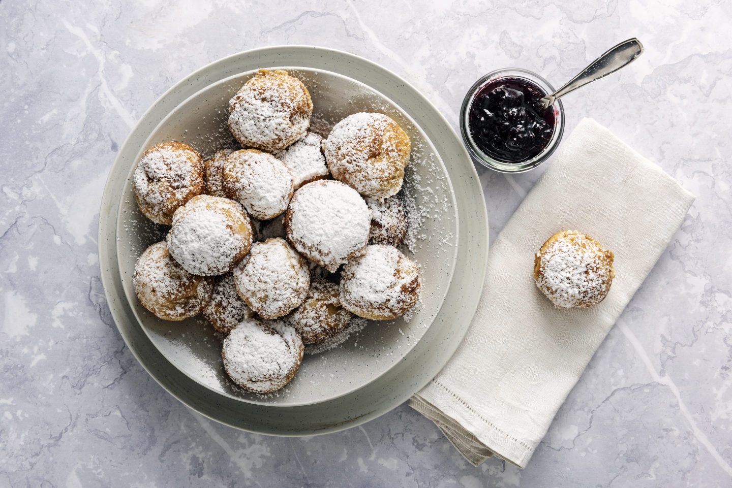 Traditional apple pancakes or Aebleskiver in danish.