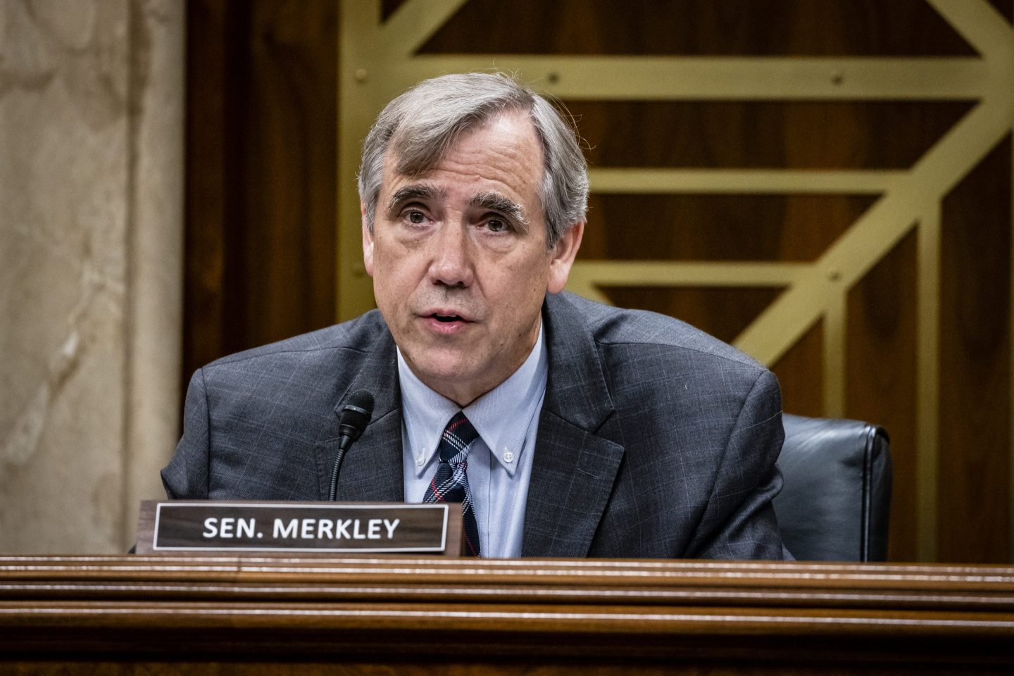 Sen. Jeff Merkley speaking in committee meeting.