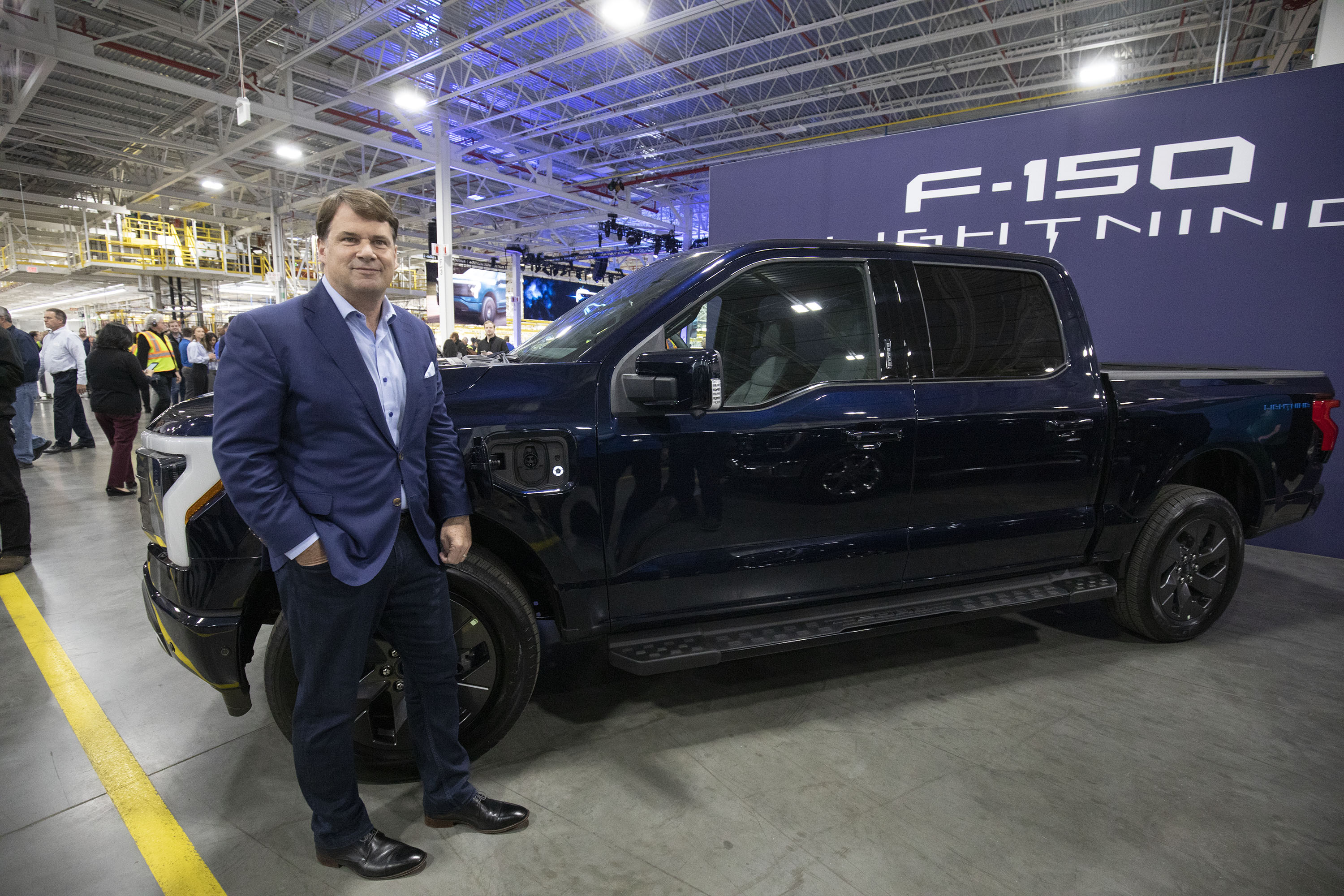 Ford CEO Jim Farley with the all-new electric Ford F-150 Lightning pickup truck.