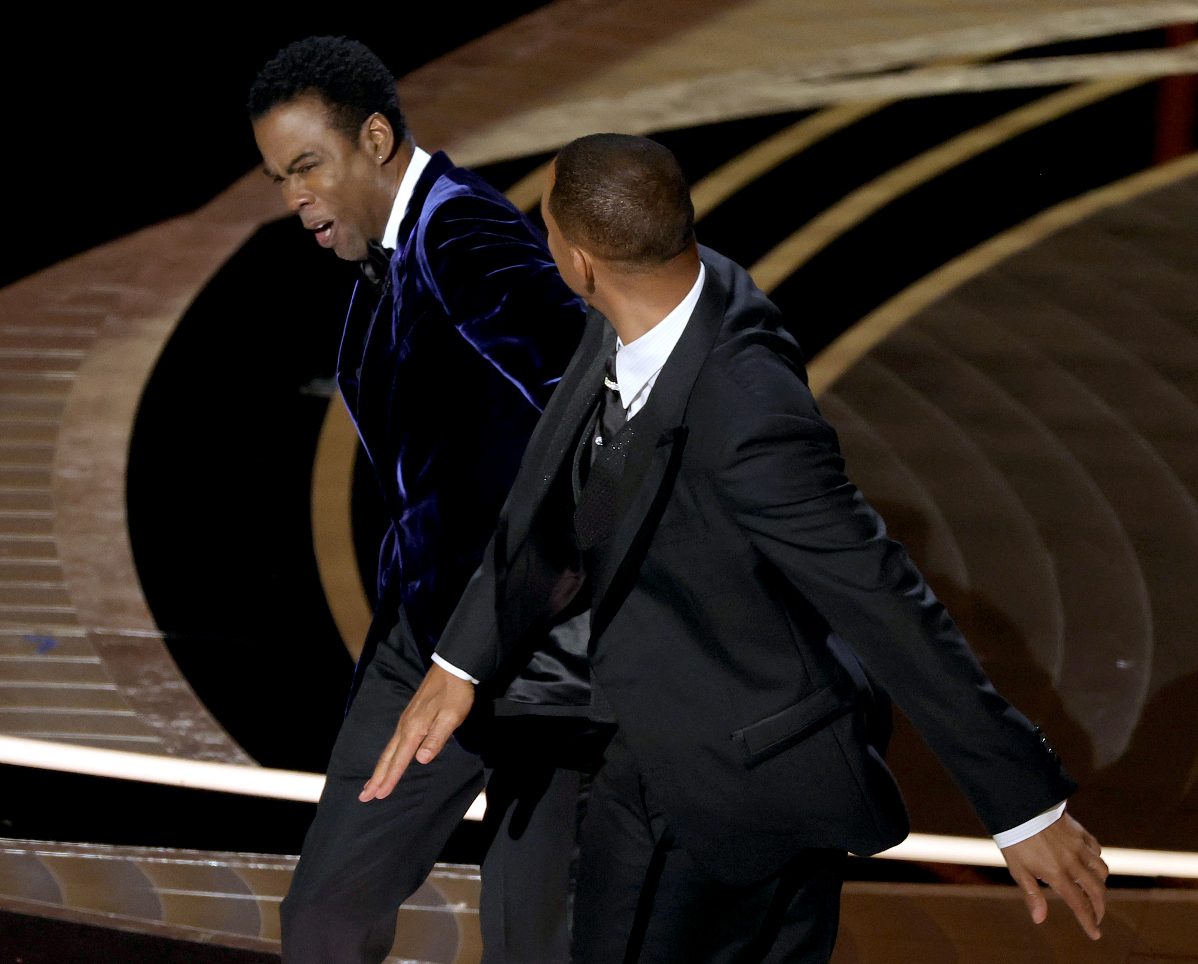 Will Smith appears to slap Chris Rock onstage during the 94th Annual Academy Awards at Dolby Theatre on March 27 in Hollywood, California.