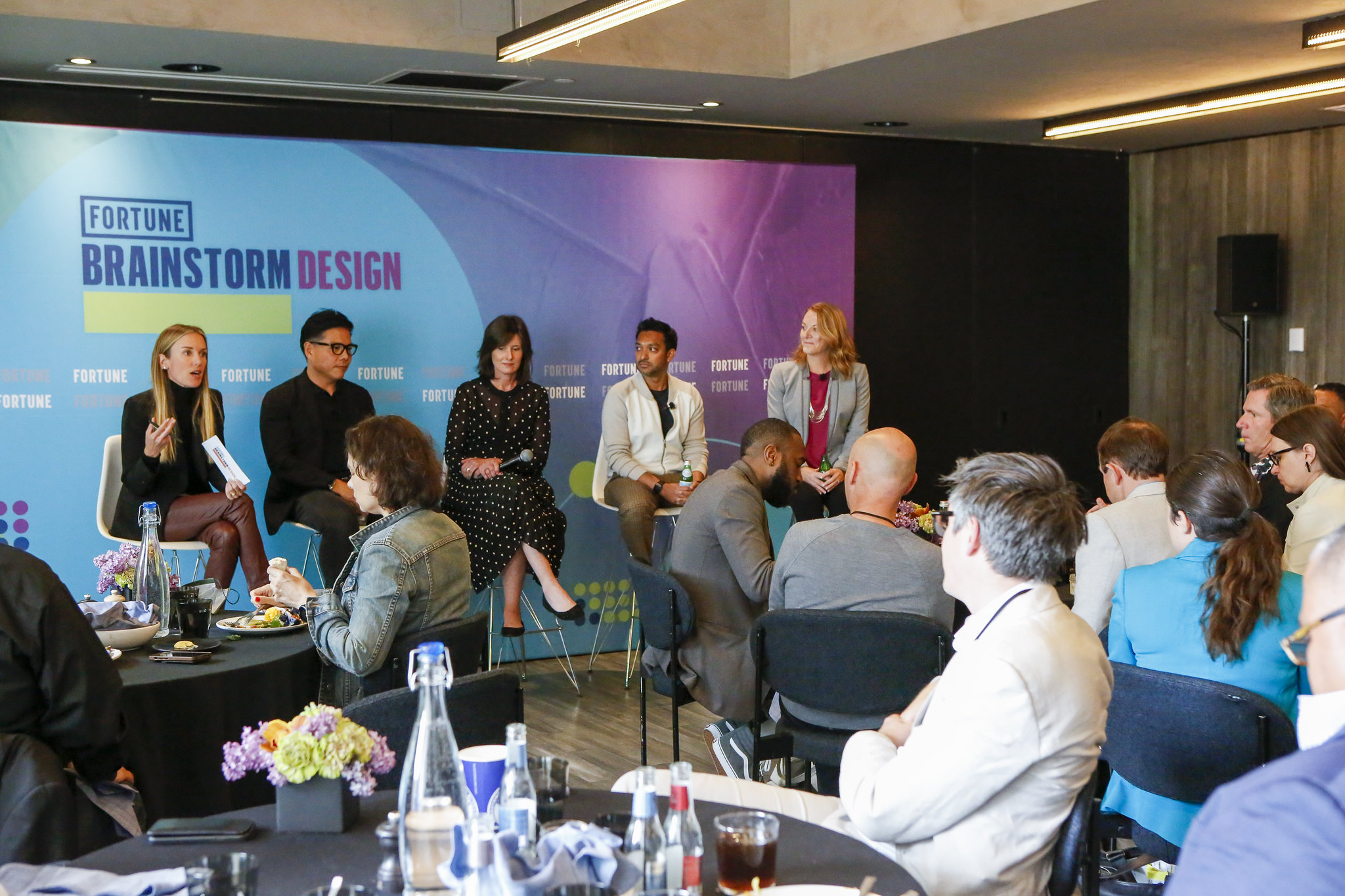 Conference cochair Kate Aronowitz; Valerie Casey, chief design officer at Walmart; Aziz Hasan, a design executive; Gene Lee, VP of experience design at Autodesk; and Heather Winkle, head of experience design at Capital One, speak at Fortune Brainstorm Design in Brooklyn on May 24.