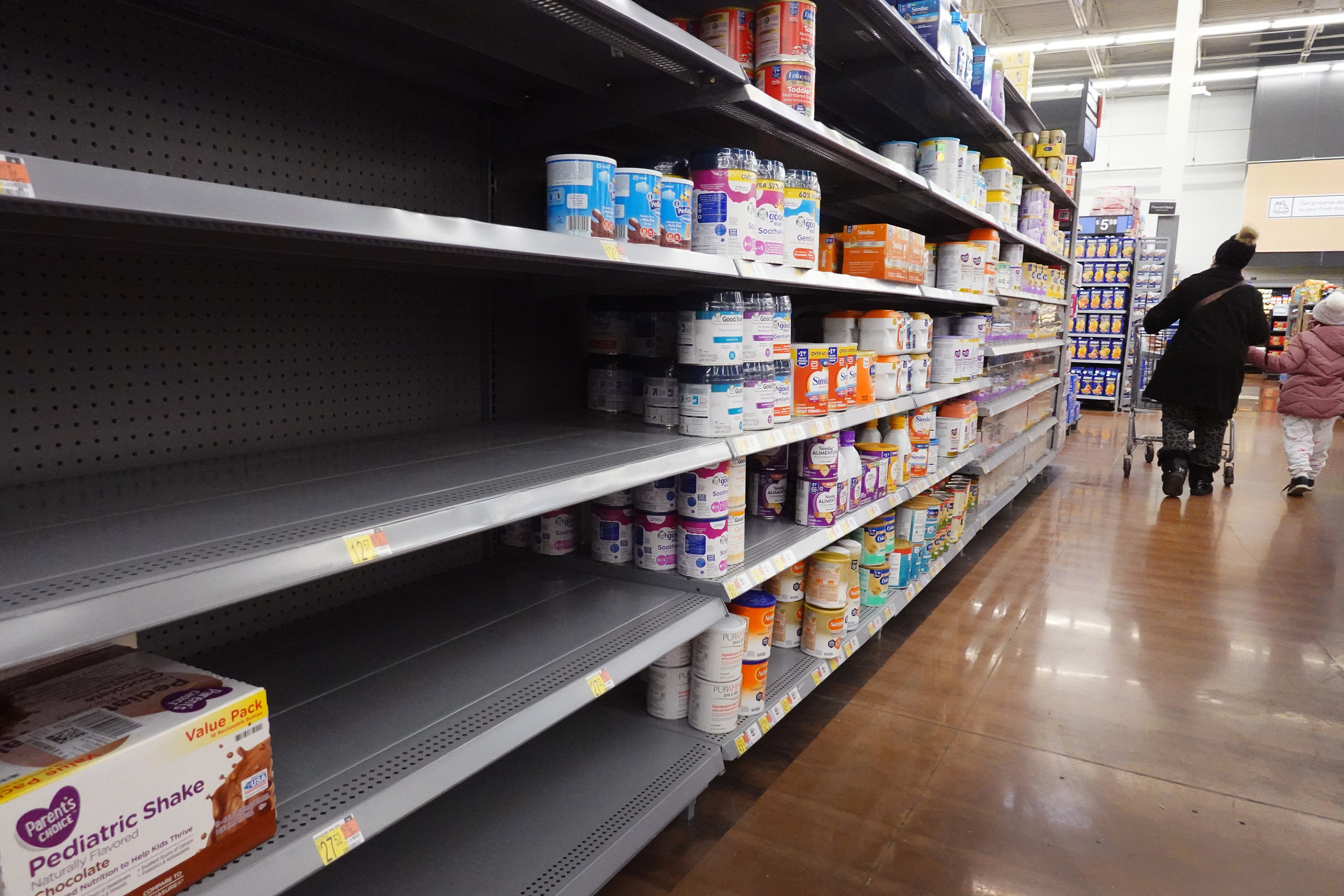 A shelf empty of baby formula in Chicago, Illinois.