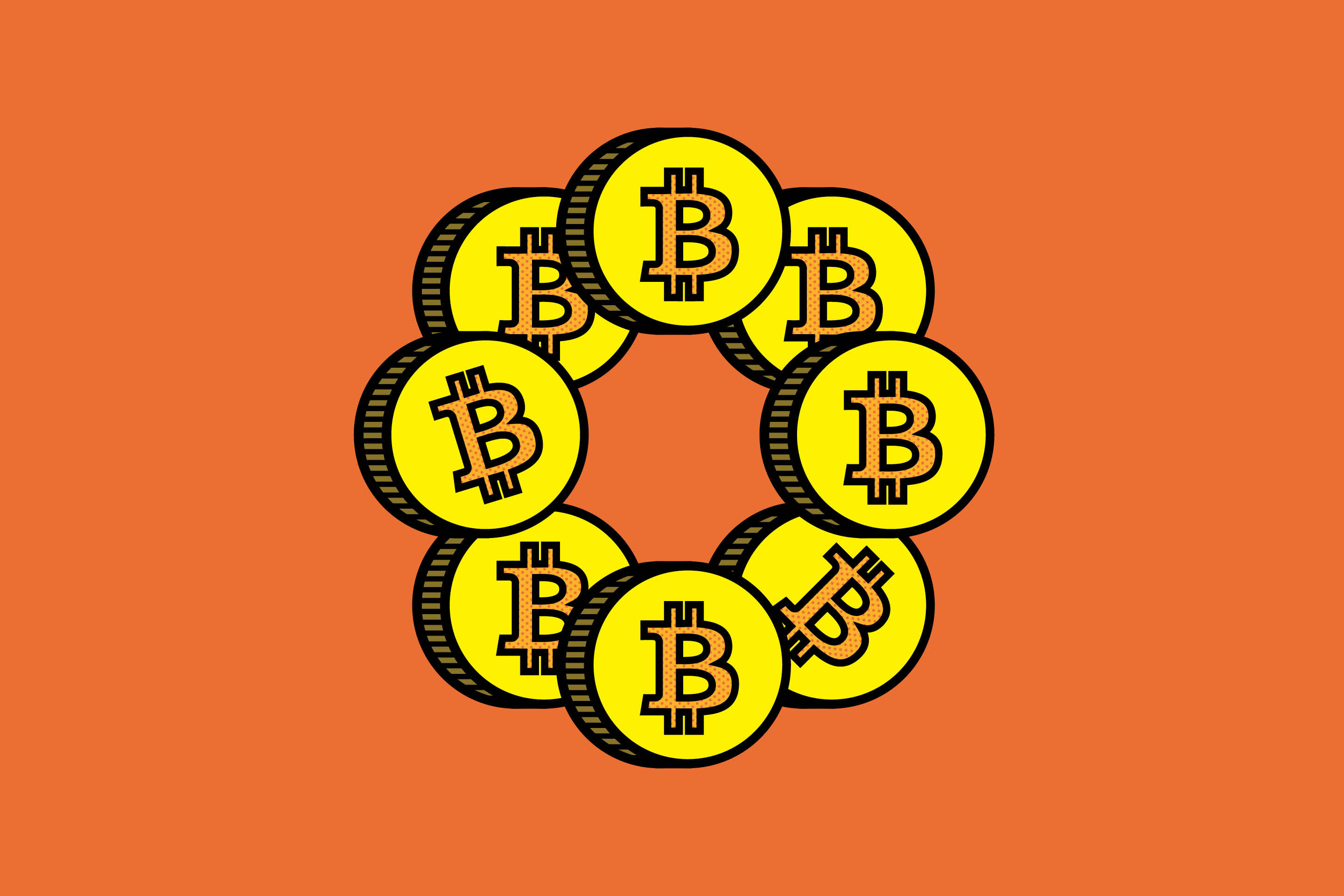 Bitcoin-tokens-orange background