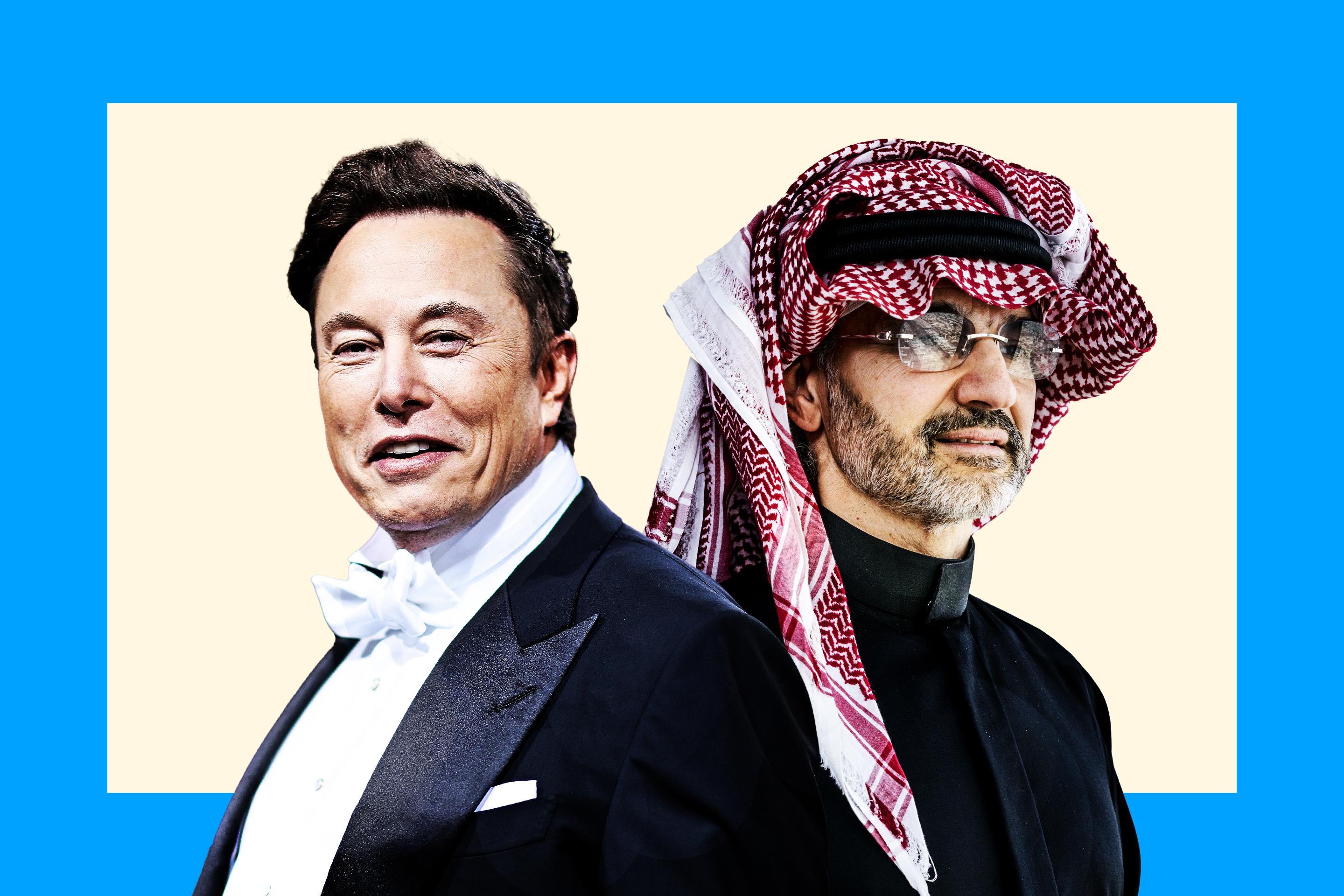 Elon Musk and Prince Alwaleed bin Talal Al Saud.