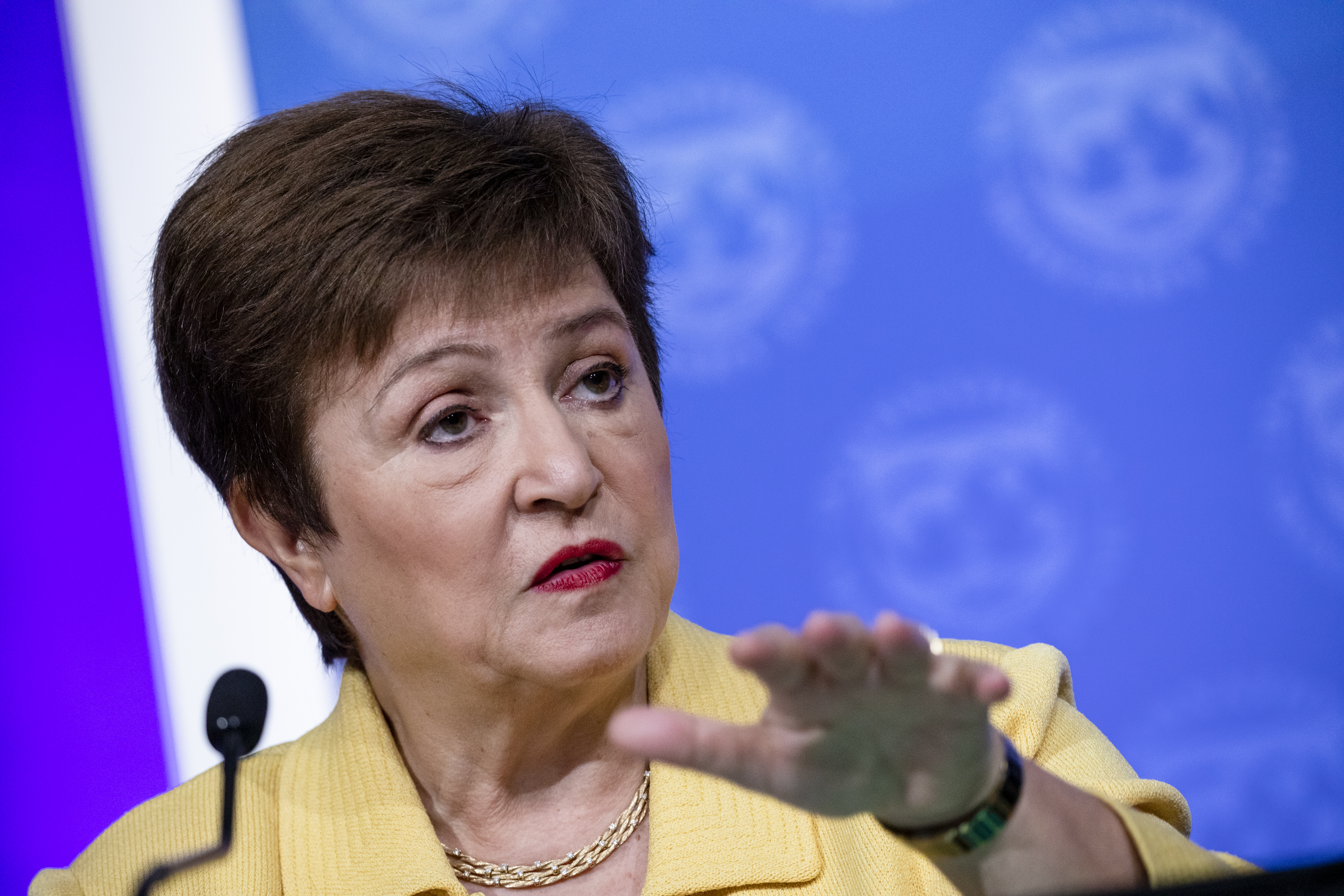 IMF Managing Director Kristalina Georgieva speaks during a press conference on March 4, 2020 in Washington, DC.