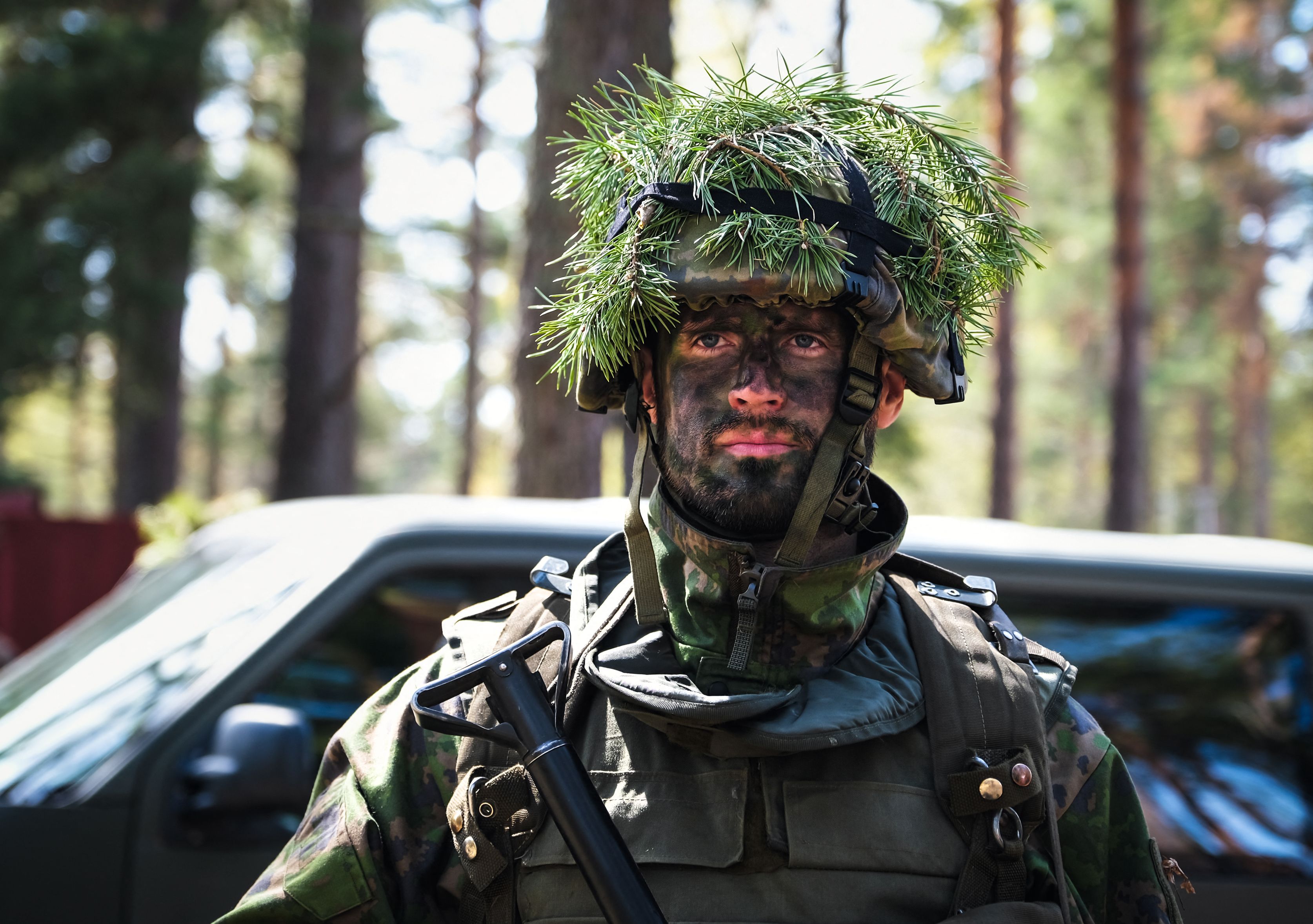 Members of the MPK, the National Defence Training Association of Finland, attend a training at the Santahamina military base in Helsinki, Finland on May 14.