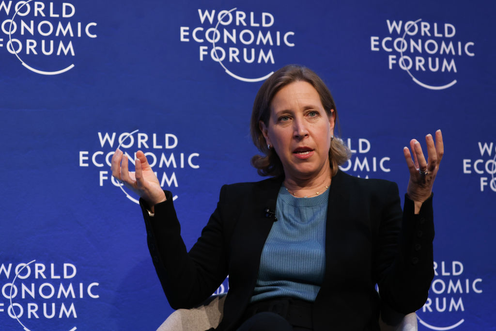 Susan Wojcicki, chief executive officer of YouTube, during a panel session on day two of the World Economic Forum (WEF) in Davos, Switzerland, on Tuesday, May 24, 2022.