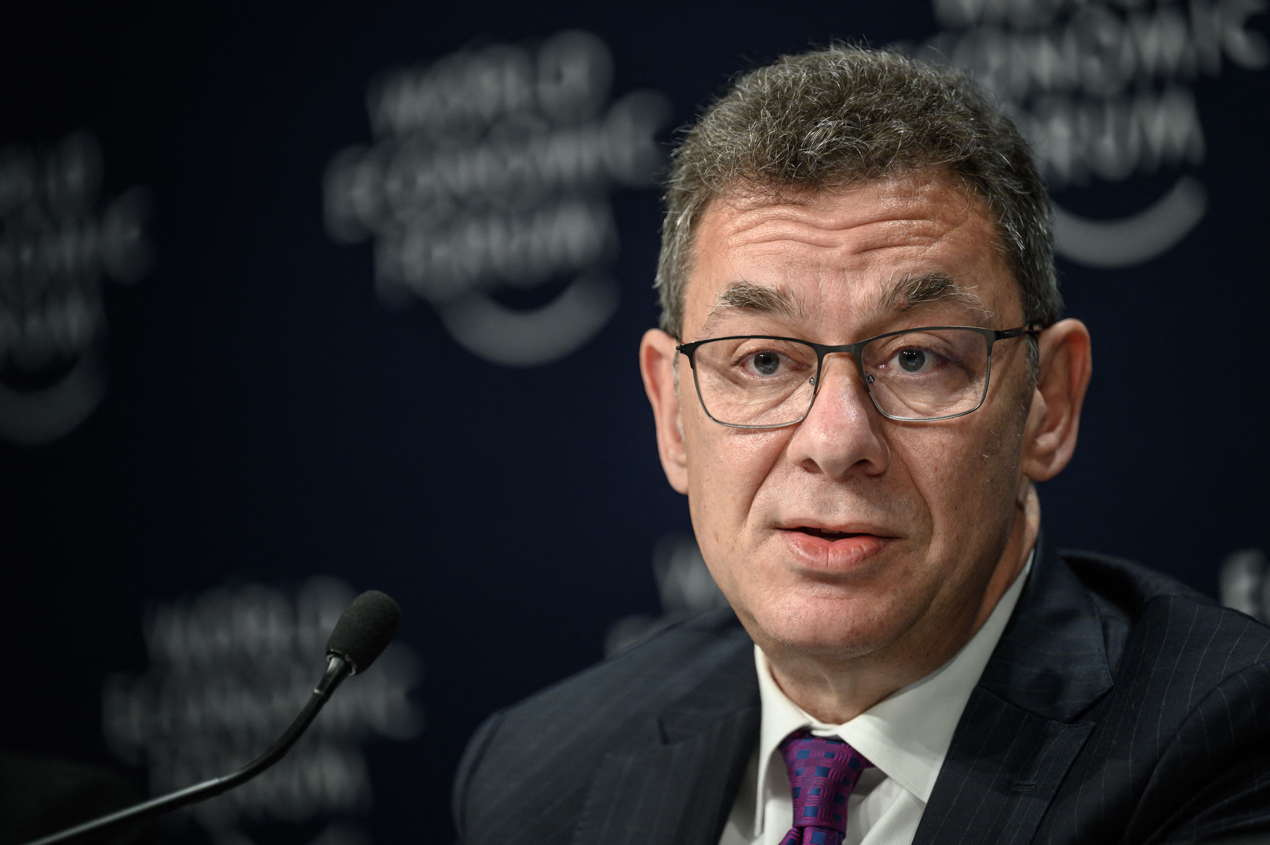 Pfizer CEO Albert Bourla attends a press conference on the sidelines of the World Economic Forum (WEF) annual meeting in Davos on May 25, 2022. Pfizer said it would sell its patented drugs at a not-for-profit basis to the world's poorest countries.