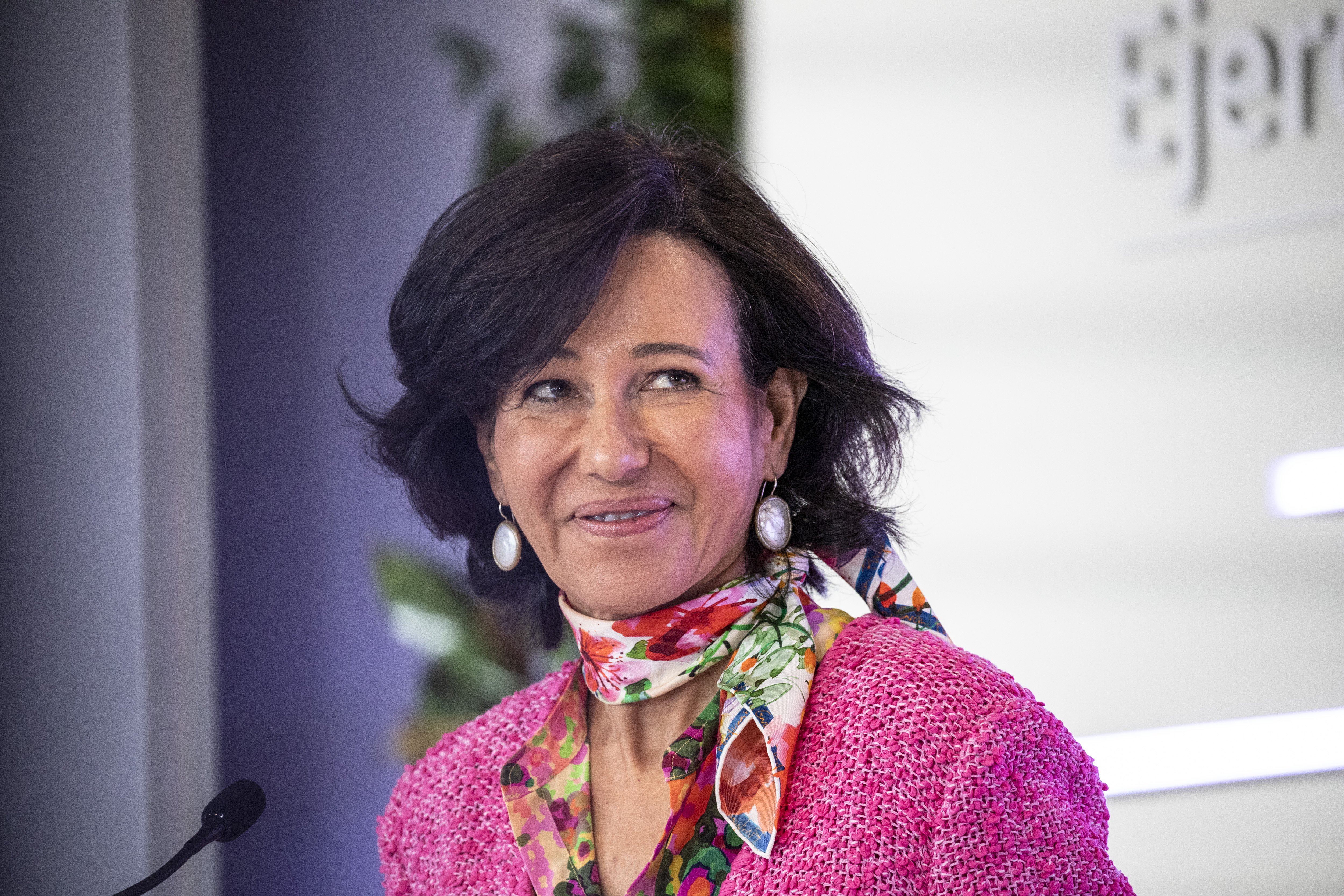 Banco Santander Chairman, Ana Patricia Botin, looks during a news conference to announce the 2021 results at the bank's headquarters in Boadilla del Monte on February 02, 2022 in Madrid, Spain.