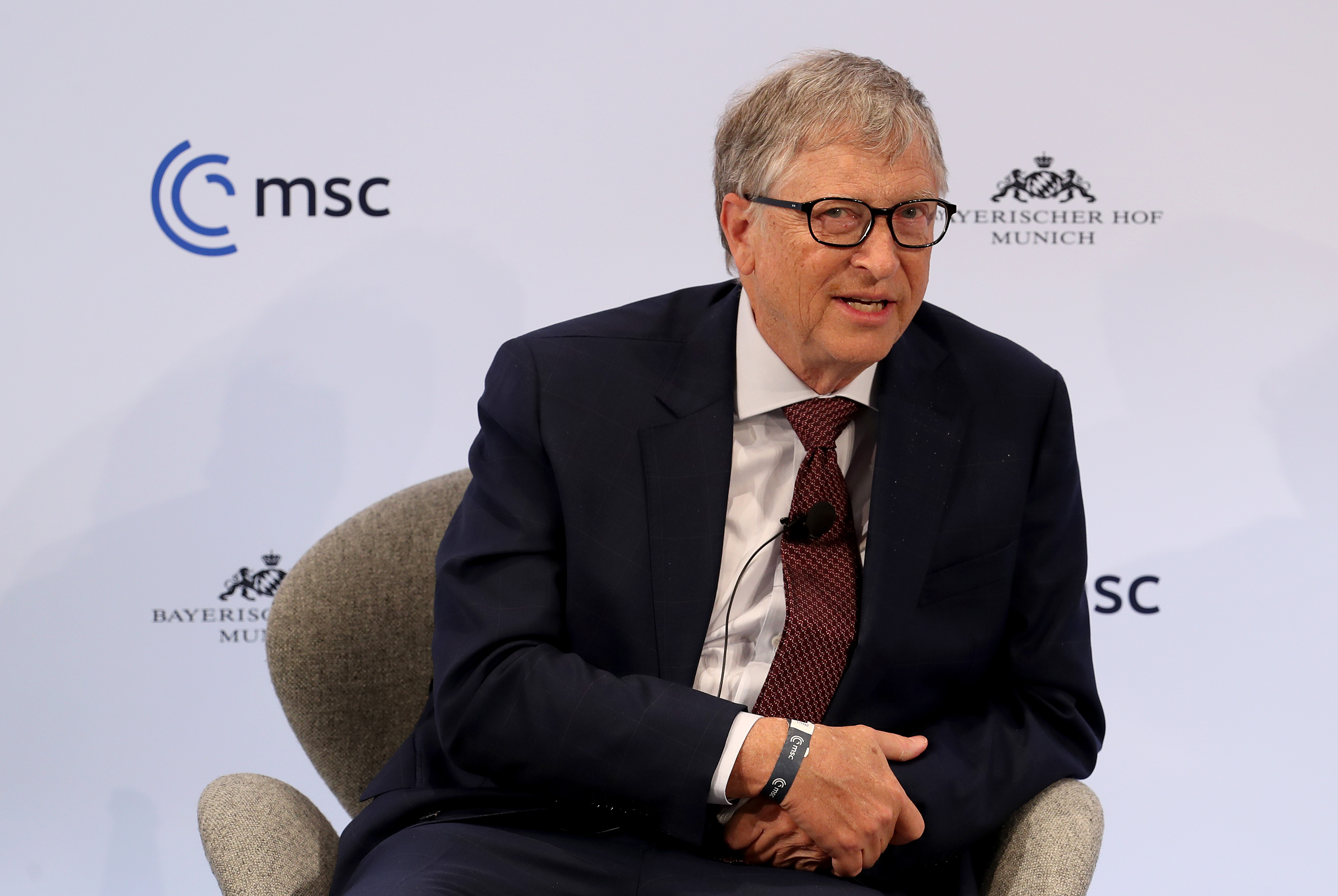 Bill Gates speaks during a panel discussion at the 2022 Munich Security Conference on February 18, 2022 in Munich, Germany.