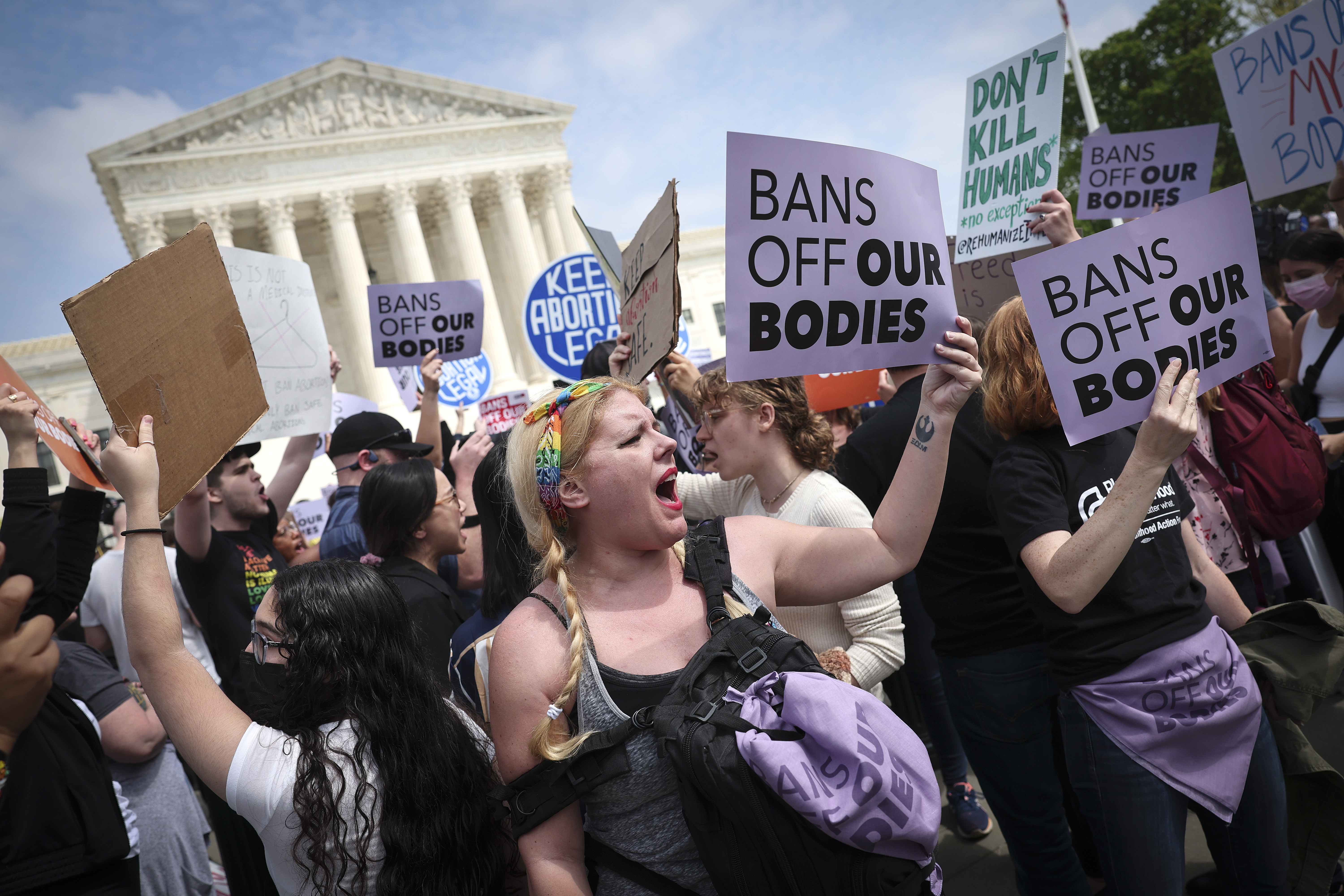 Pro-choice activists outside the Supreme Court.