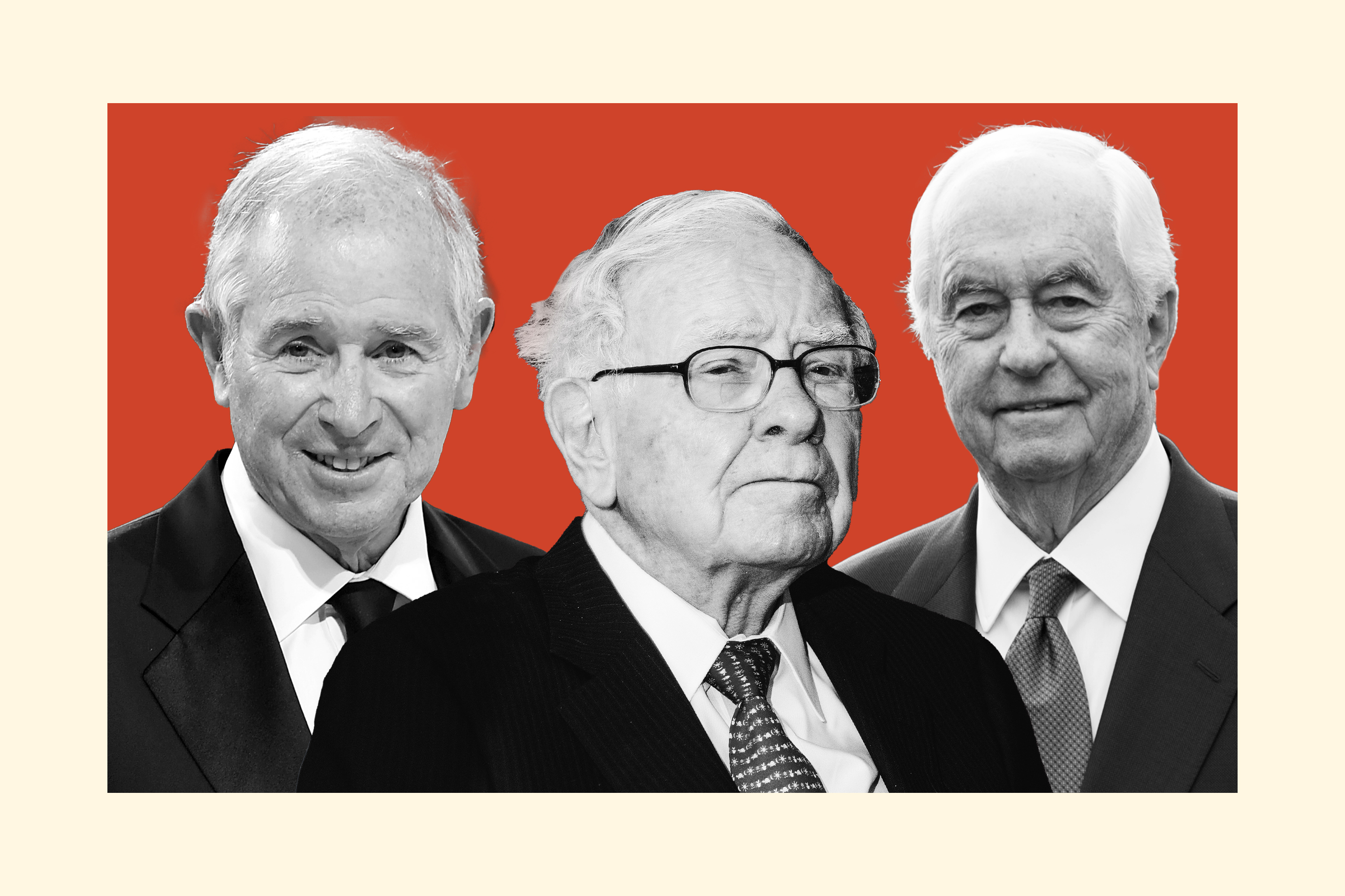 From left: Stephen Schwarzman, Warren Buffett and Roger Penske.
