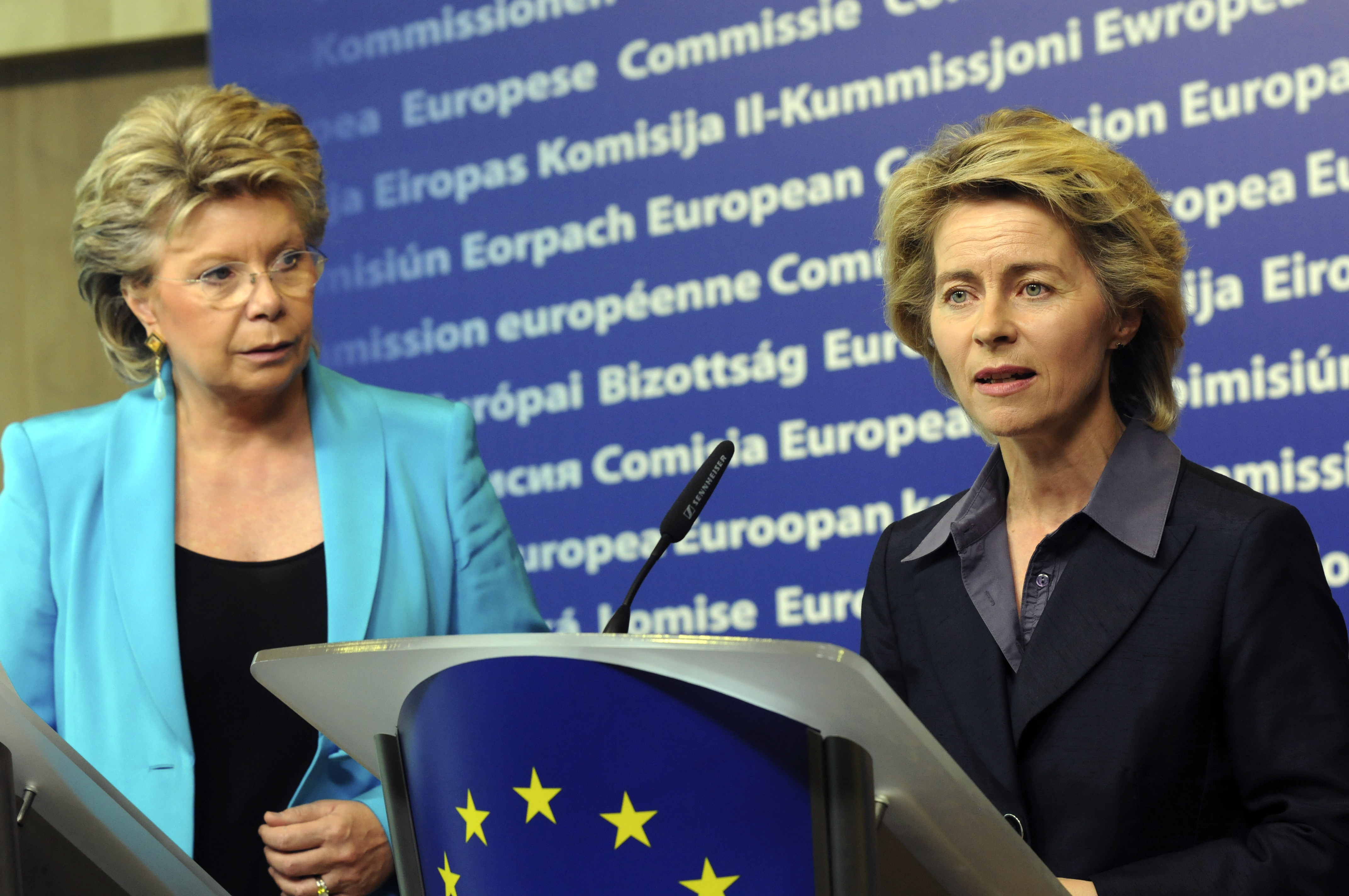 Former EU Justice Commissioner Viviane Reding (left) first proposed quotas for women in top corporate positions: 10 years later her idea has finally come to fruition, thanks in part to EU Commission President Ursula von der Leyen.