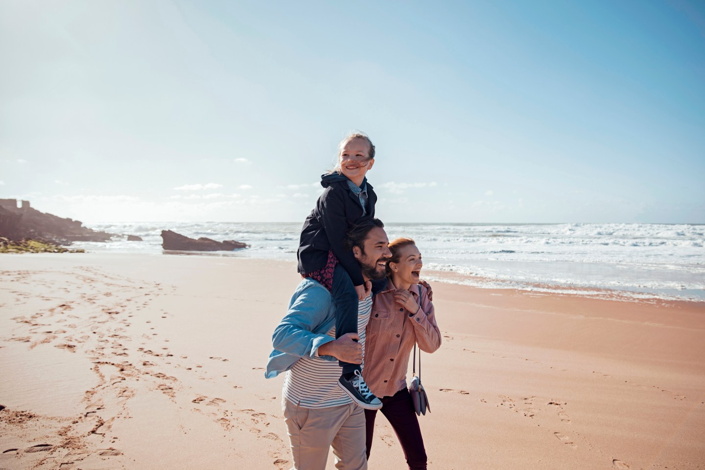 family on the beach