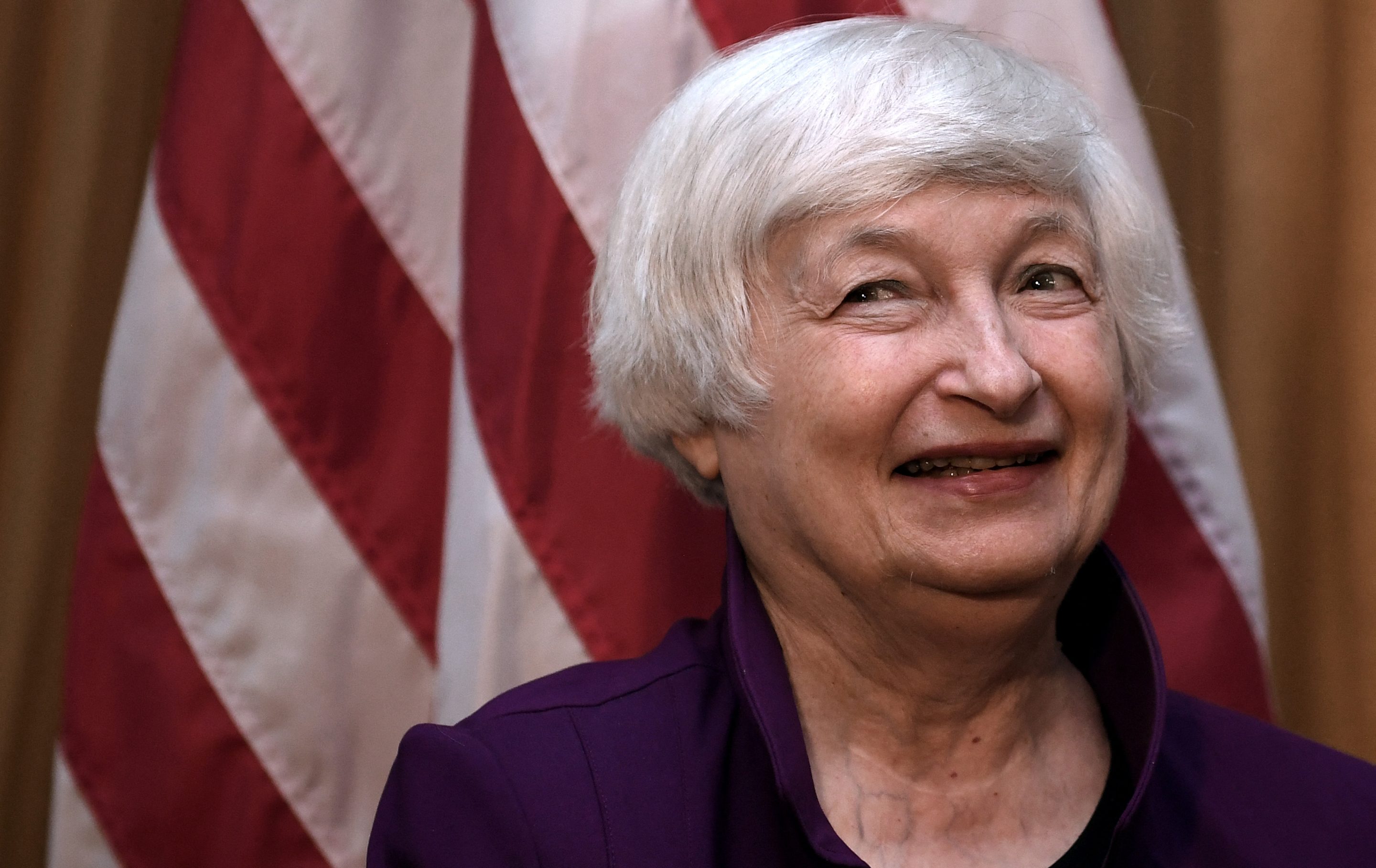 U.S. Treasury Secretary Janet Yellen meets with Irish Finance Minister Paschal Donohoe (out of frame) at the Treasury Department in Washington, D.C., June 2.