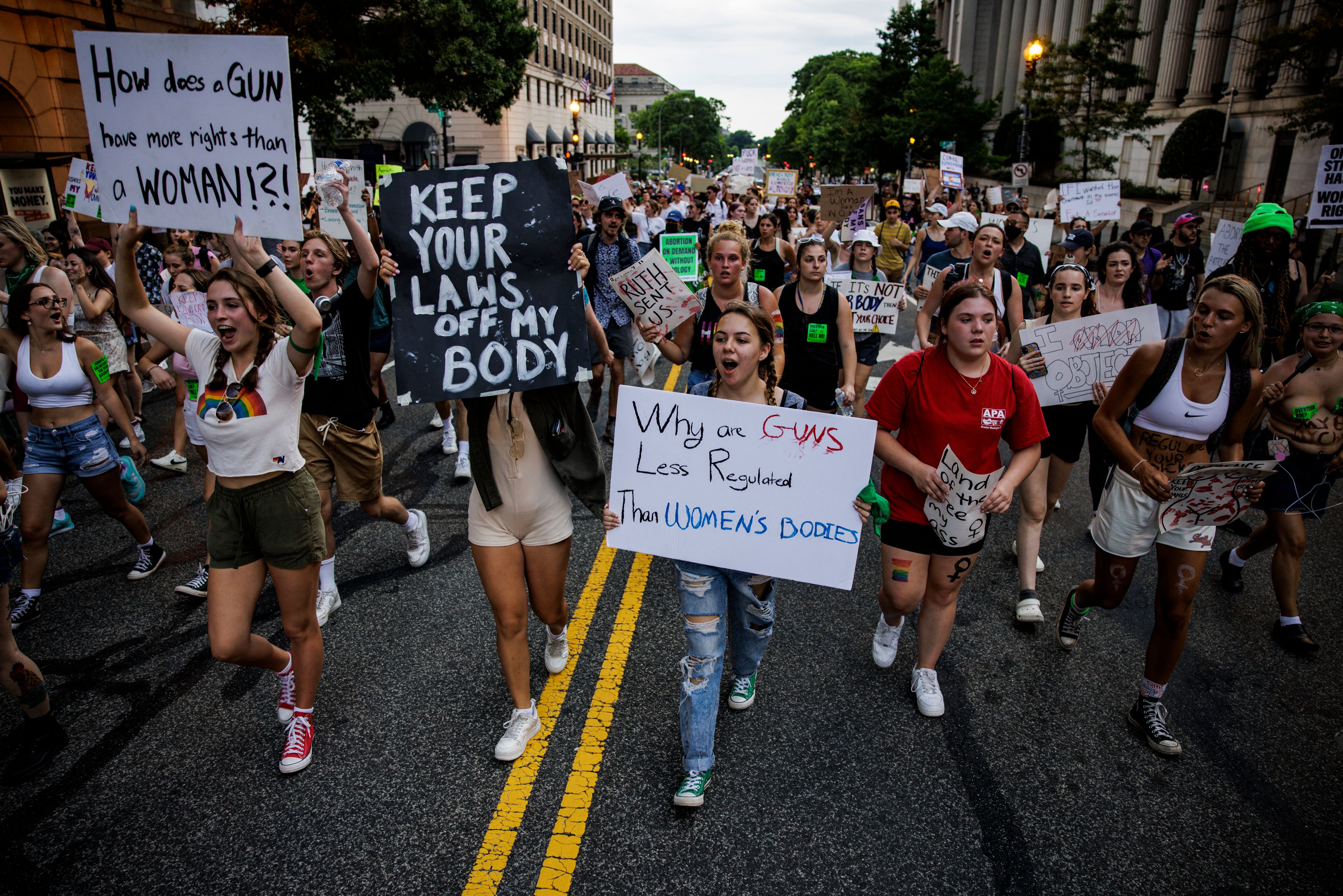 Abortion rights activists protest in Washington, DC, on June 26, 2022, two days after the US Supreme Court scrapped half-century constitutional protections for the procedure.