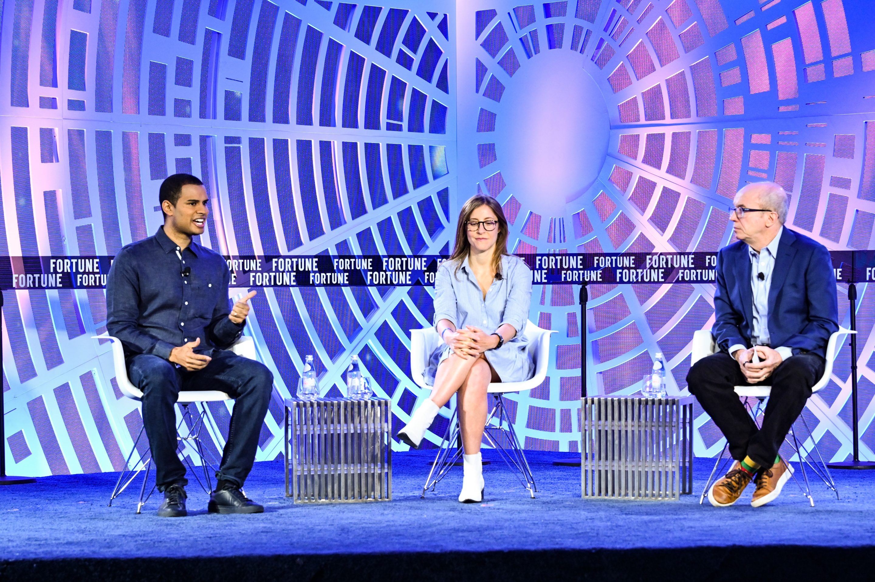 CEO of Divvy Homes, Adena Hefets (center) and
Ryan Williams founder and executive chairman of Cadre (left) speak with Fortune CEO Alan Murray about how they are innovating in the real estate industry.