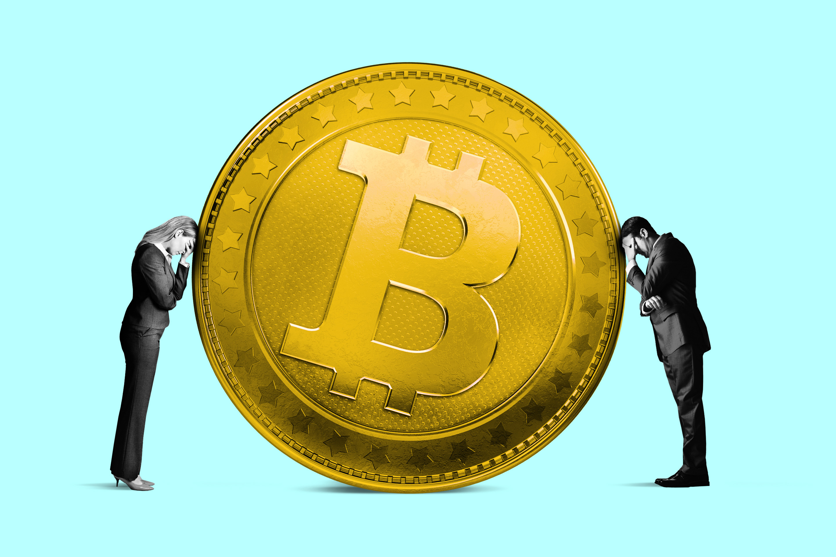 Crypto crash illustration on blue background