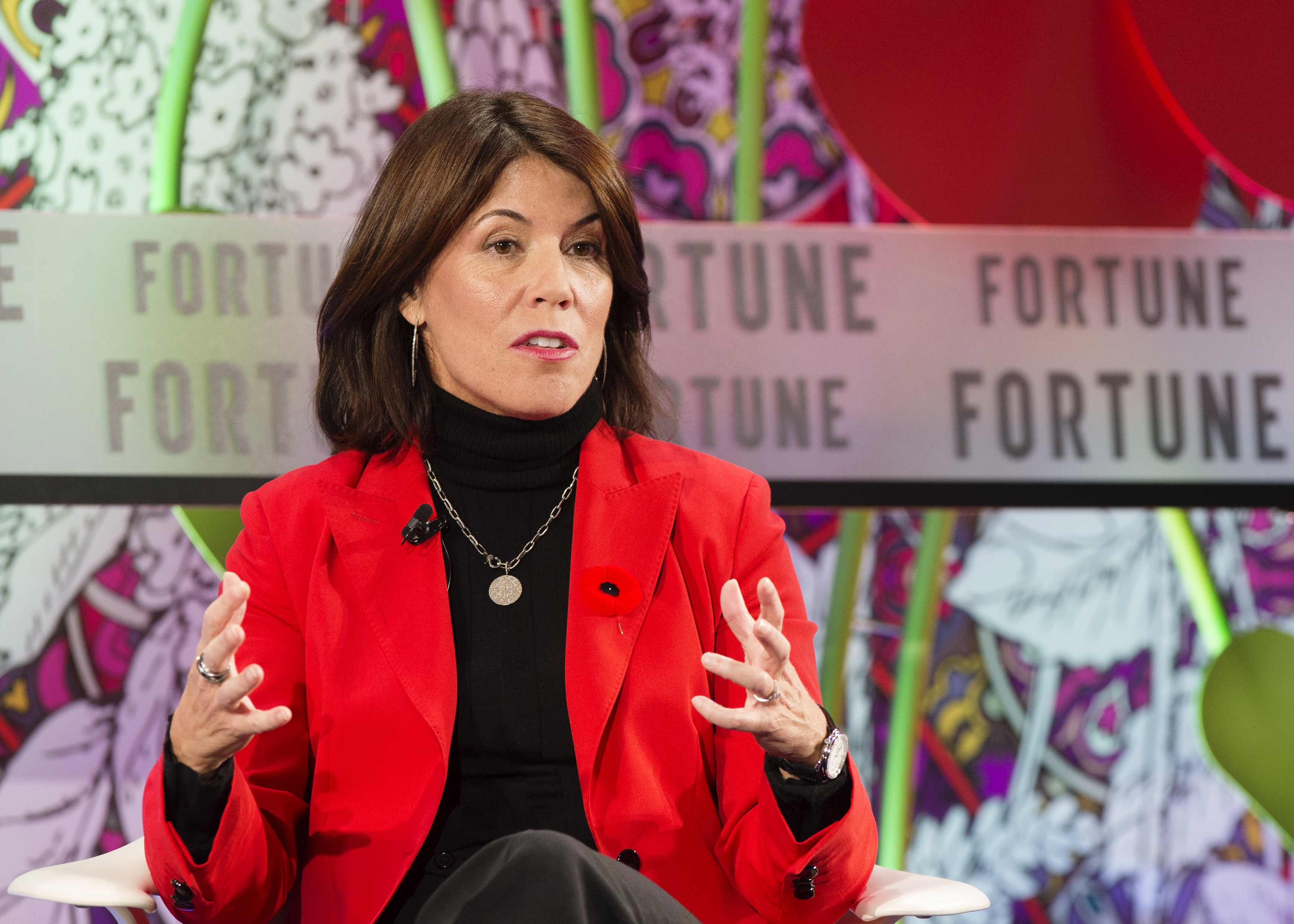 Former Hudson's Bay Co. CEO Helena Foulkes speaking at a conference