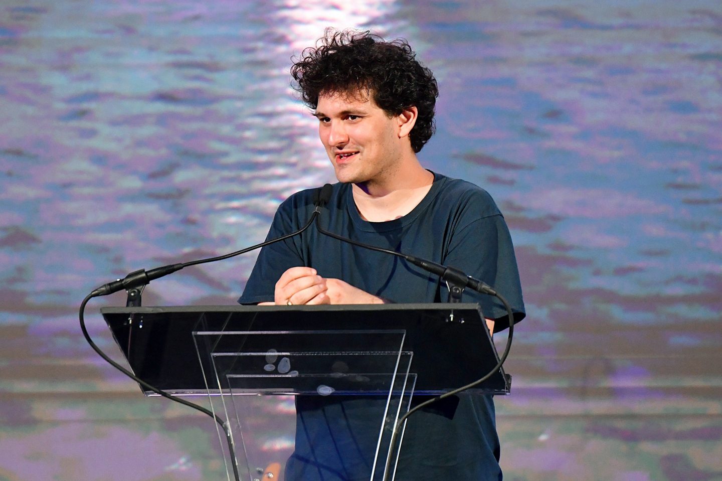 Sam Bankman-Fried speaking at the Moonlight Gala in New York