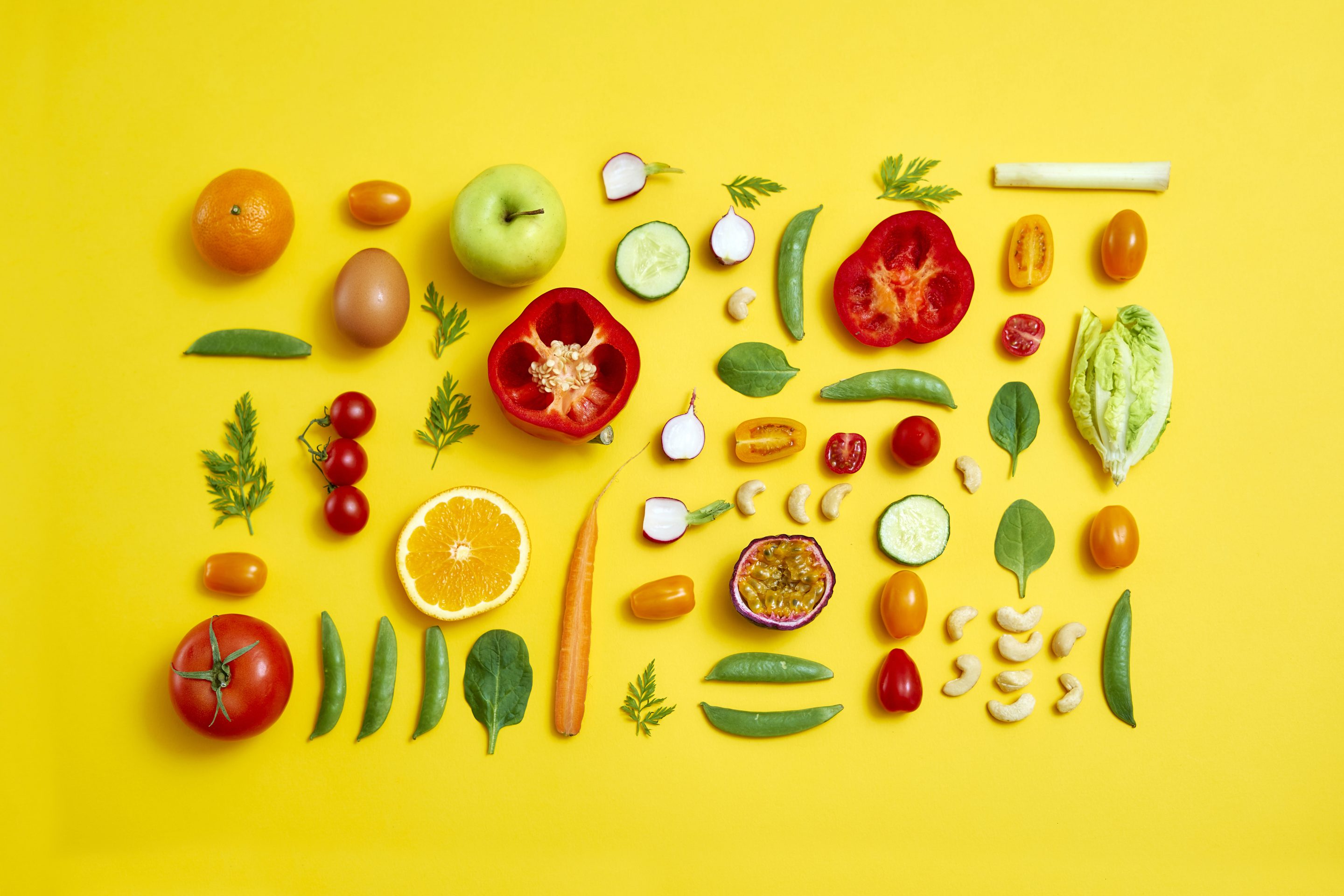 Colourful food conceptual still life
