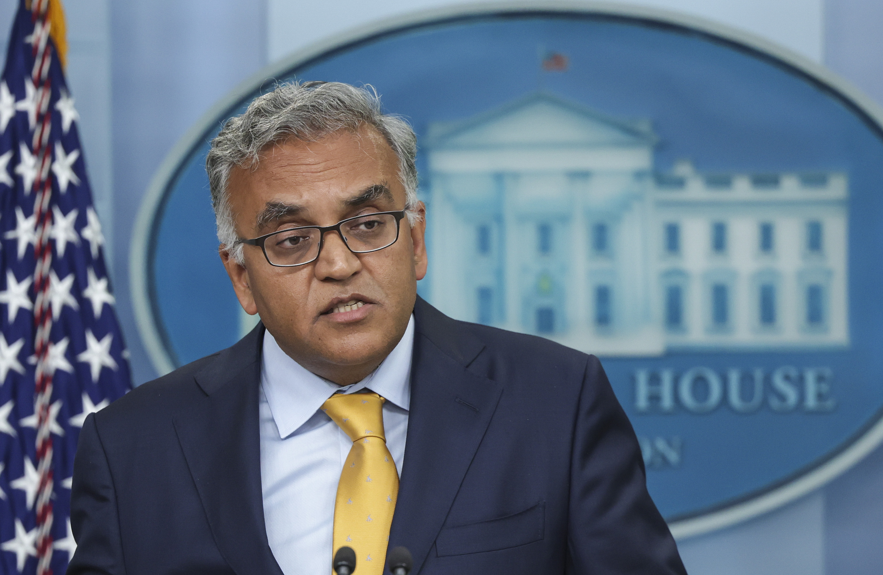 White House COVID-19 Response Coordinator Dr. Ashish Jha speaks at the daily press briefing at the White House on June 2 in Washington, D.C.