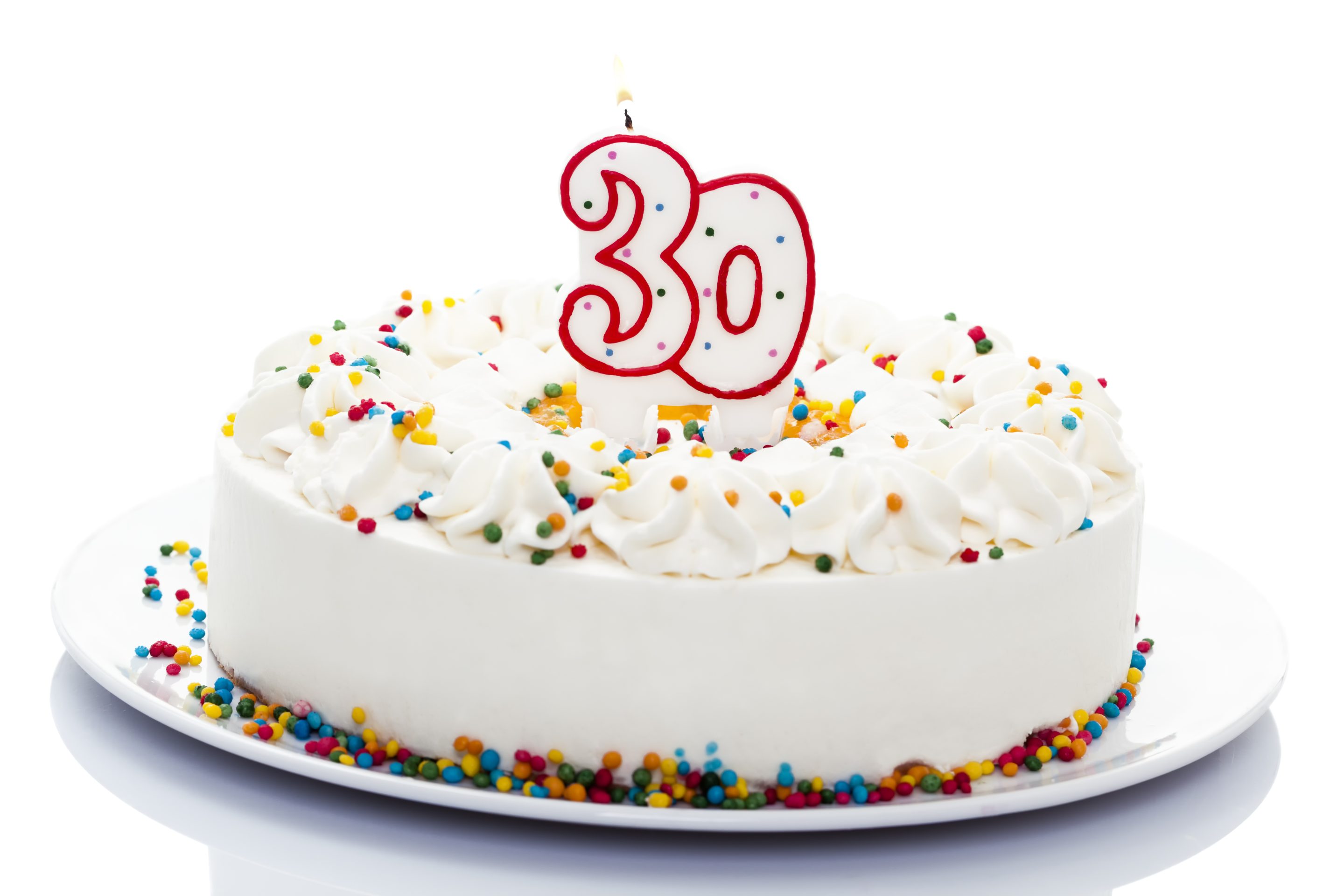 Birthday cake with candle for 30