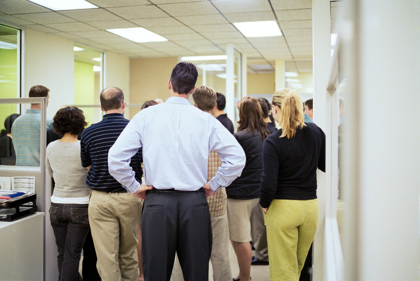 Workers having a meeting