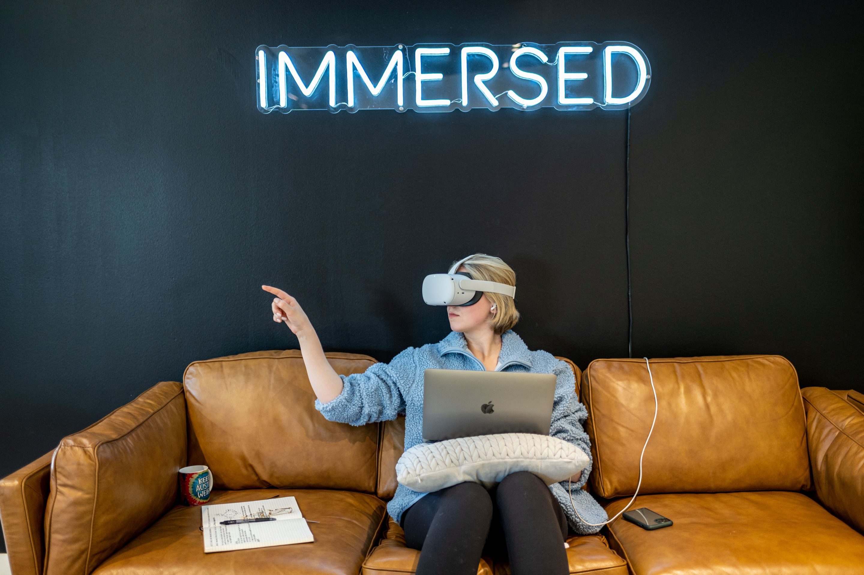 A person attends a virtual reality meeting at the offices of Austin-based startup Immersed on Jan. 28. With the rise of remote work, companies are looking for new ways to collaborate. A multitude of collaboration platforms that leverage the metaverse have cropped up.