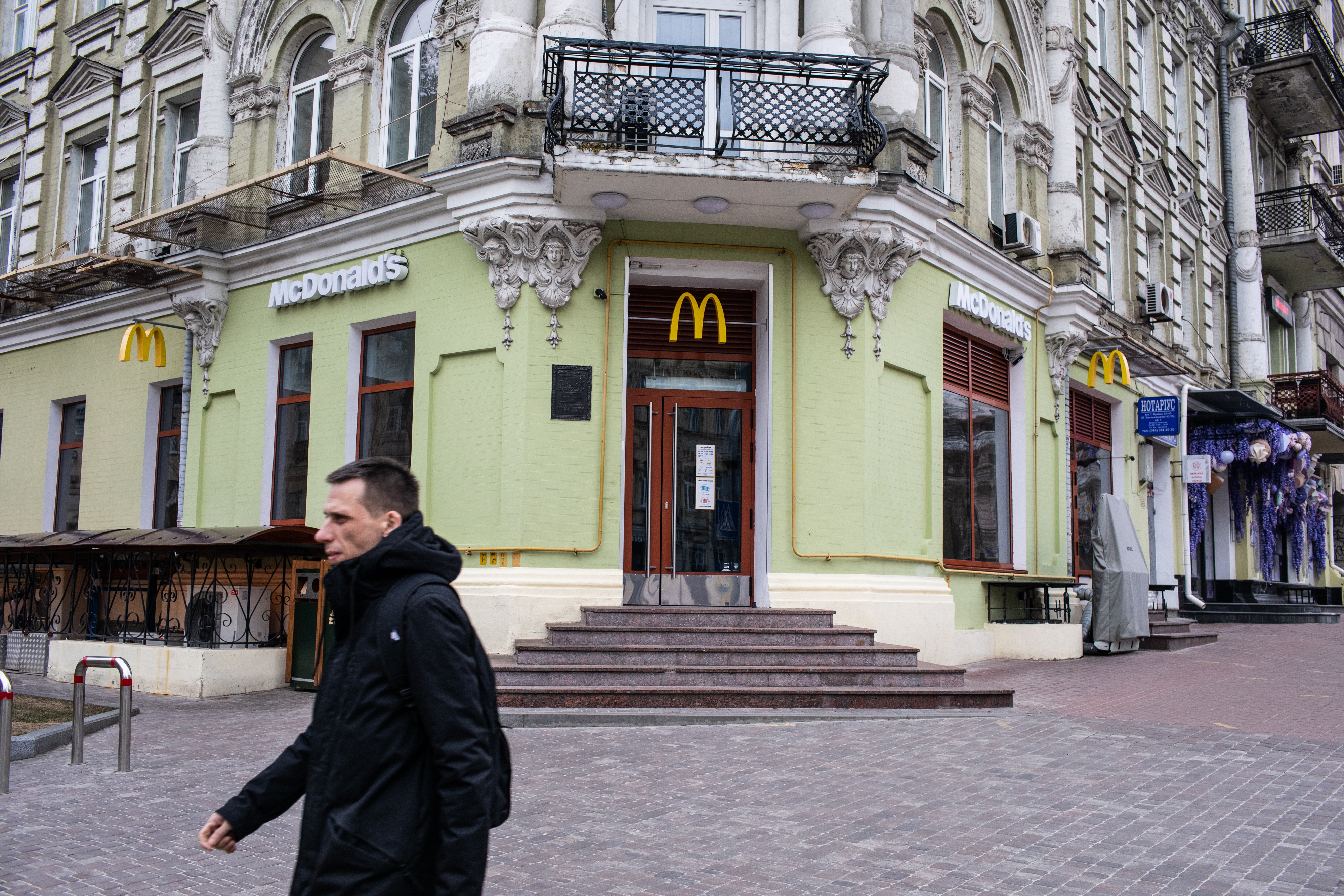 A closed McDonald's restaurant in Kyiv pictured March 6, 2022.