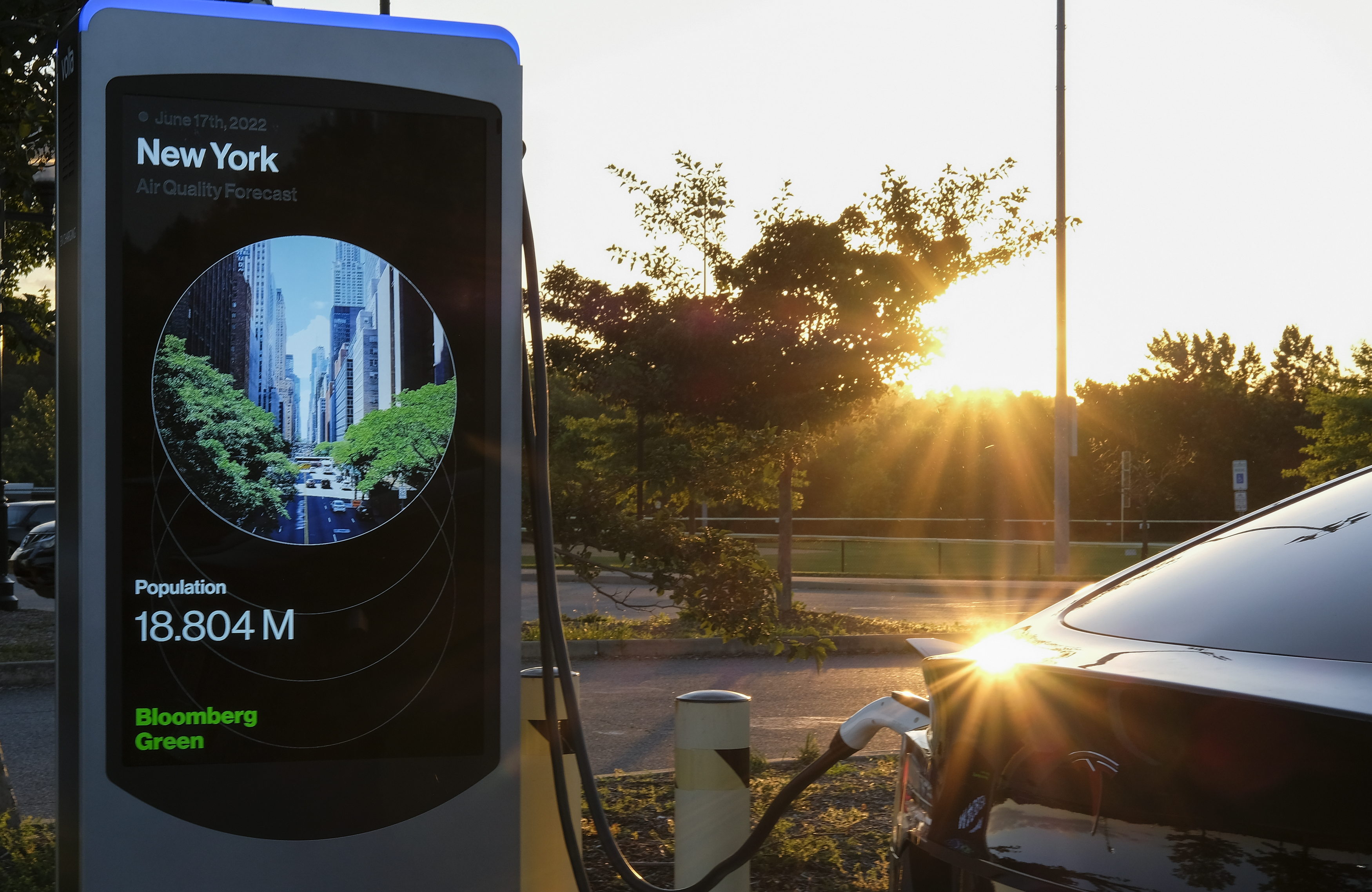 An electric car charging